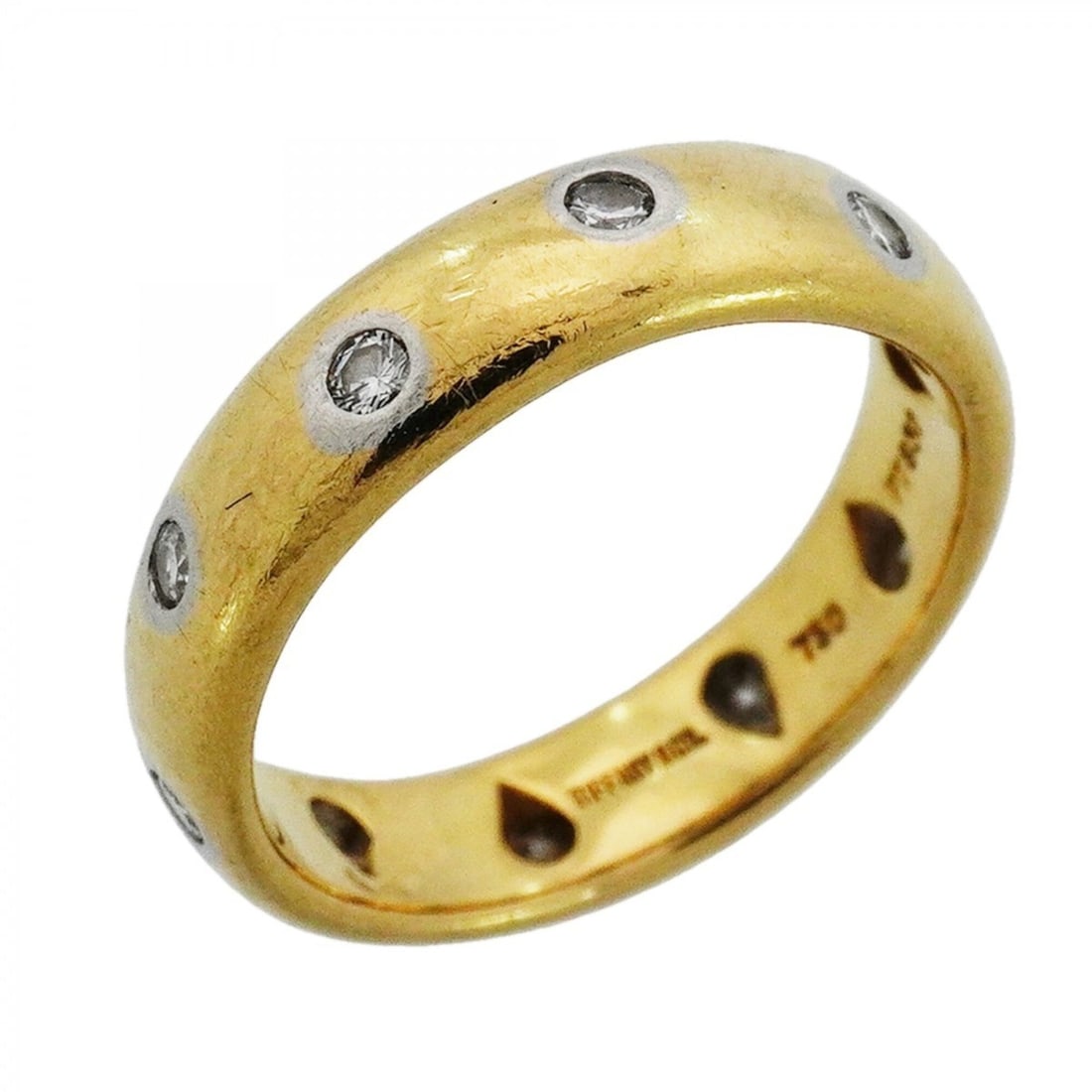 Tiffany & Co. Dots Ring, 18K Yellow Gold (KYG), Platinum (Pt950), Diamond, Size 8, Women's: --- Catalog ---Category: SizeJP Size: 8US Size: 4.5Category: DesignType: Band ringStone: DiamondGender: WomenMaterial: Platinum 950, Yellow gold (18K)Category: GeneralBrand: Tiffany--- Item List ---Se