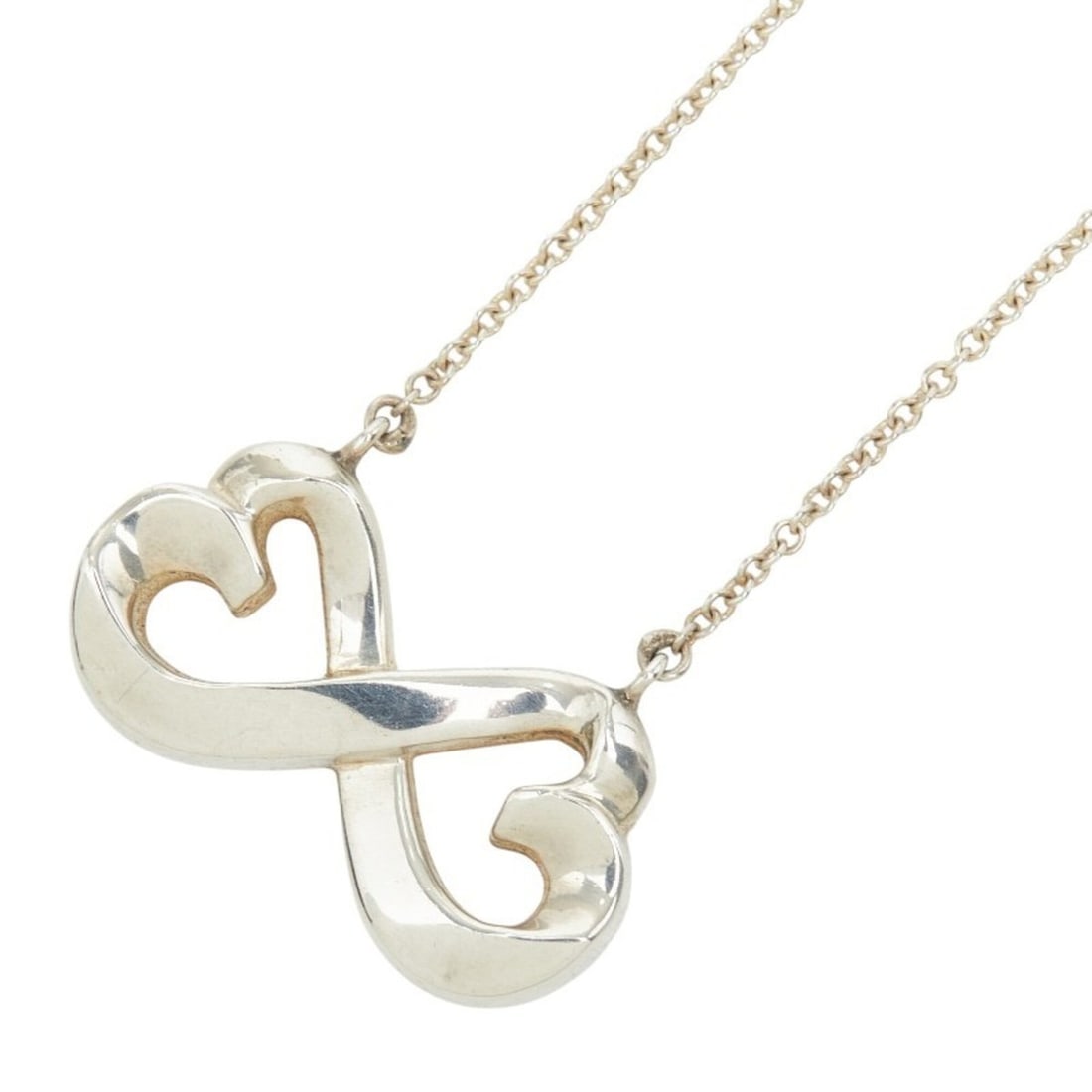 Tiffany & Co. Double Loving Heart Necklace, SV925 Silver, Women's.: --- Catalog ---Category: SizePendant Size: 13.6mm x 21.6mm / 0.53'' x 0.85''Neck Circumference: 42 cm / 16.53''Category: DesignColor: SilverGender: WomenMaterial: Silver 925Necklace Type: NecklaceCate