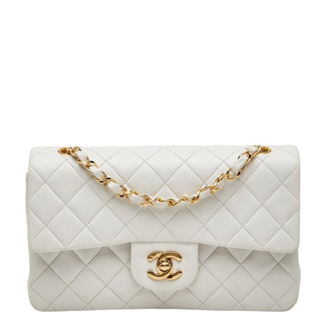 Chanel Coco Mark Matelassé 23 Double Flap Chain Shoulder Bag, White Lambskin, Women's CHANEL (1 of 14)
