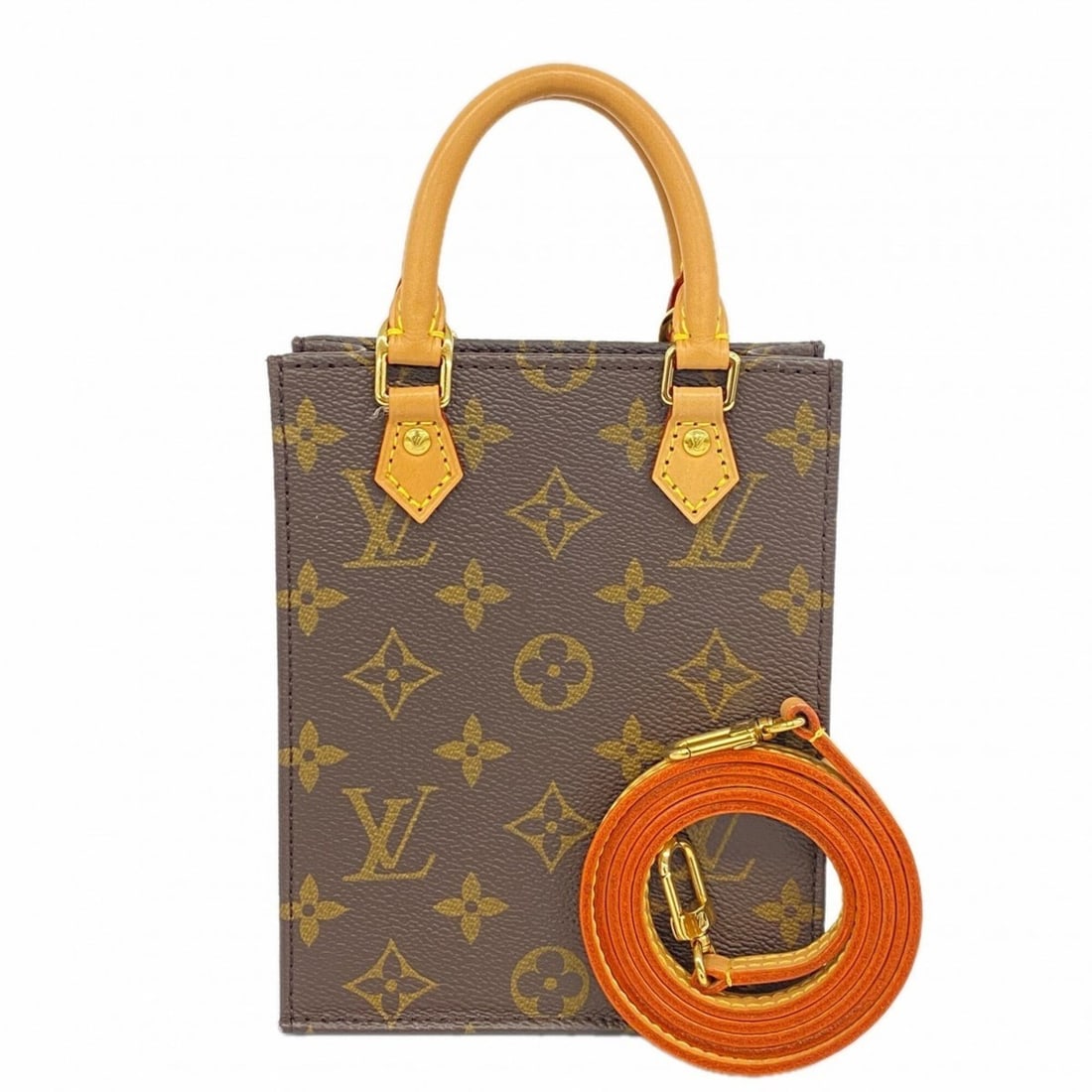 Louis Vuitton Monogram Petite Sac Plat Handbag M69442 Brown 2-way bag for women: --- Catalog ---Category: SizeSize (HxWxD): 17cm x 13.5cm x 5cm / 6.69'' x 5.31'' x 1.96''Category: DesignType: HandbagColor: BrownGender: WomenCategory: GeneralMPN: M69442Brand: Louis Vuitton--- Item 