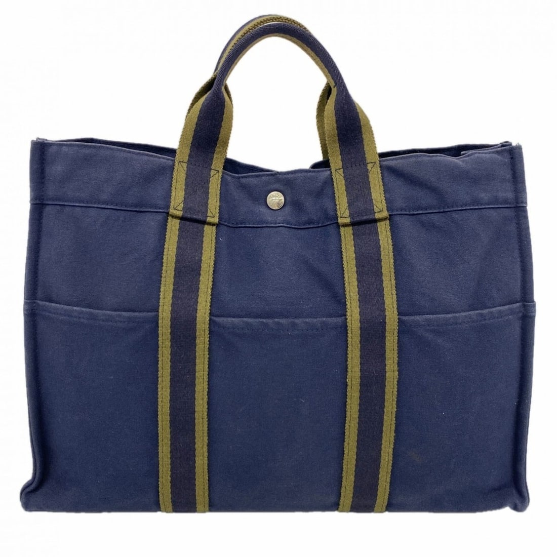 Hermes Fourre-Tout MM Canvas Tote Bag, Navy, Women's (1 of 10)