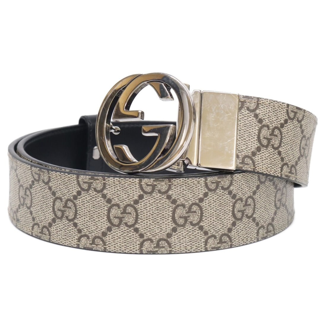 GUCCI 473030 KGDHN Interlocking G Buckle Reversible Leather Belt 95/38 Beige Ebony Men's (1 of 7)