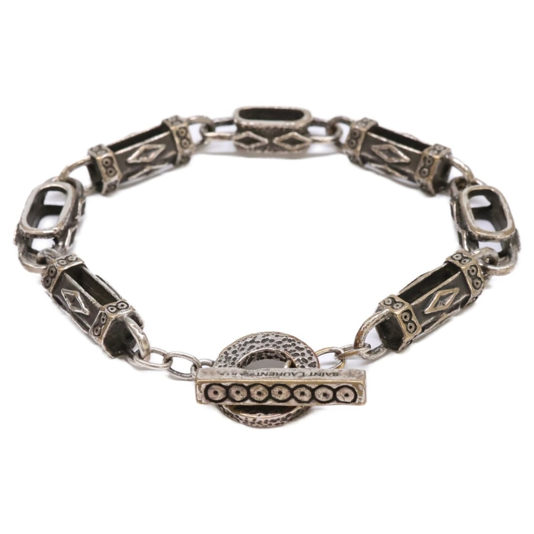 Yves Saint Laurent SAINT LAURENT PARIS Arabesque Toggle Chain Bracelet, Silver, Women's (1 of 7)