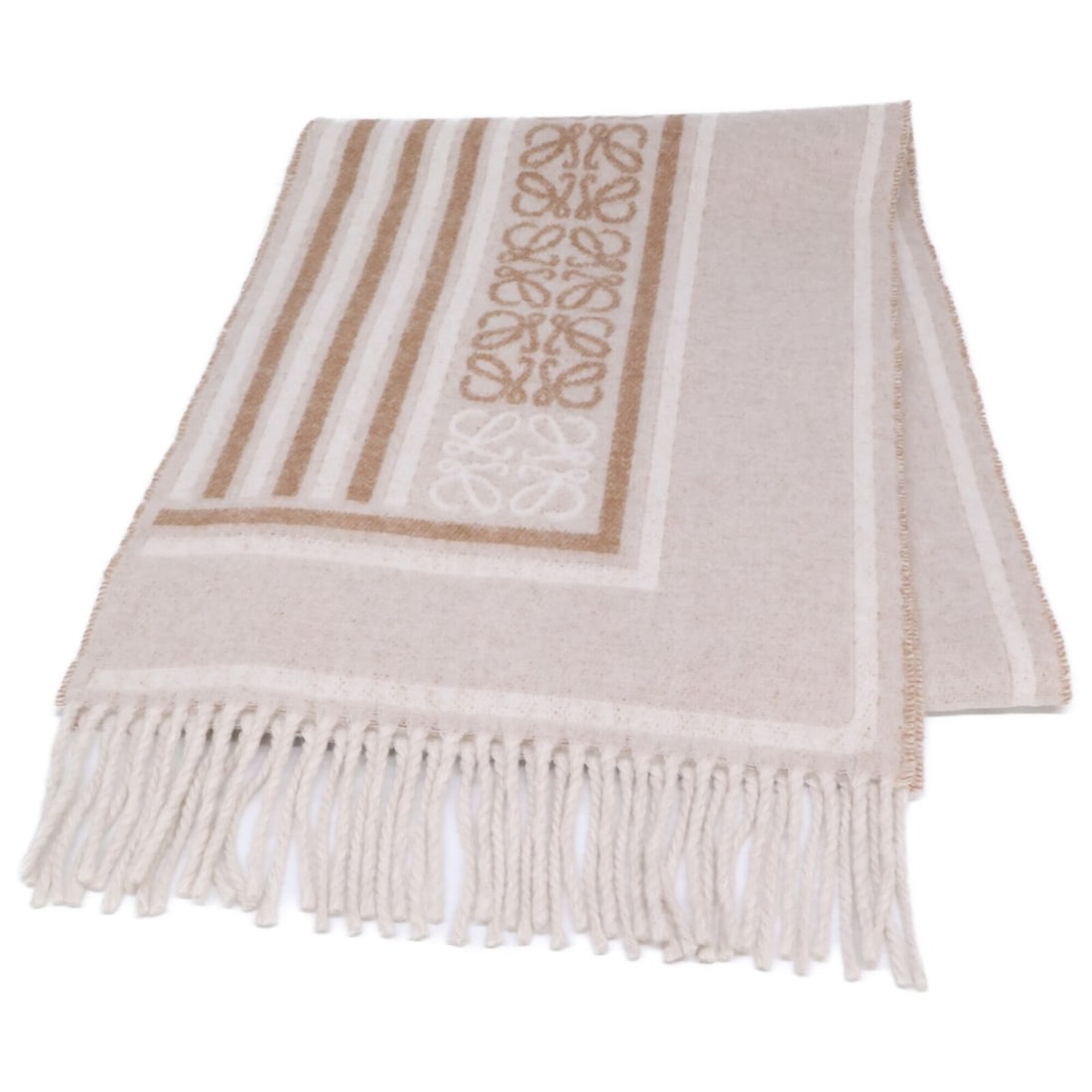 LOEWE (Loewe) FSA4SS1W10 0011427812 Wool Cashmere Anagram Jacquard Pattern Scarf/Muffler, Light (1 of 5)