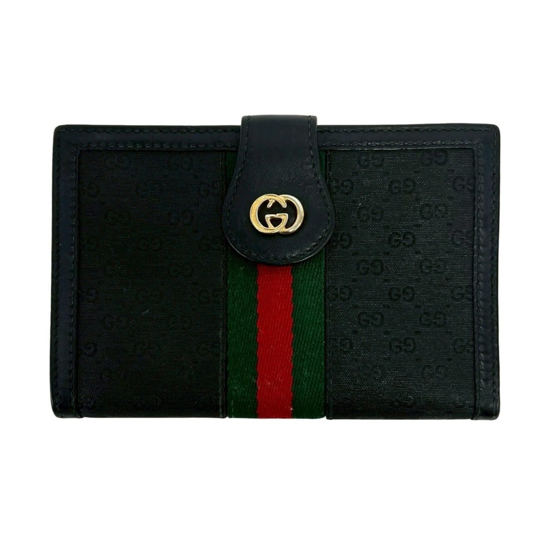 GUCCI Old Gucci Sherry Line Micro GG Logo Hardware Leather Bi-fold Wallet Black 33588: --- Catalog ---Category: SizeSize (HxWxD): 9.5cm x 14cm x 2cm / 3.74'' x 5.51'' x 0.78''Category: DesignType: Wallet (bi-fold)Color: Black, Green, Red colorGender: WomenMaterial: PVC , Leather Categor