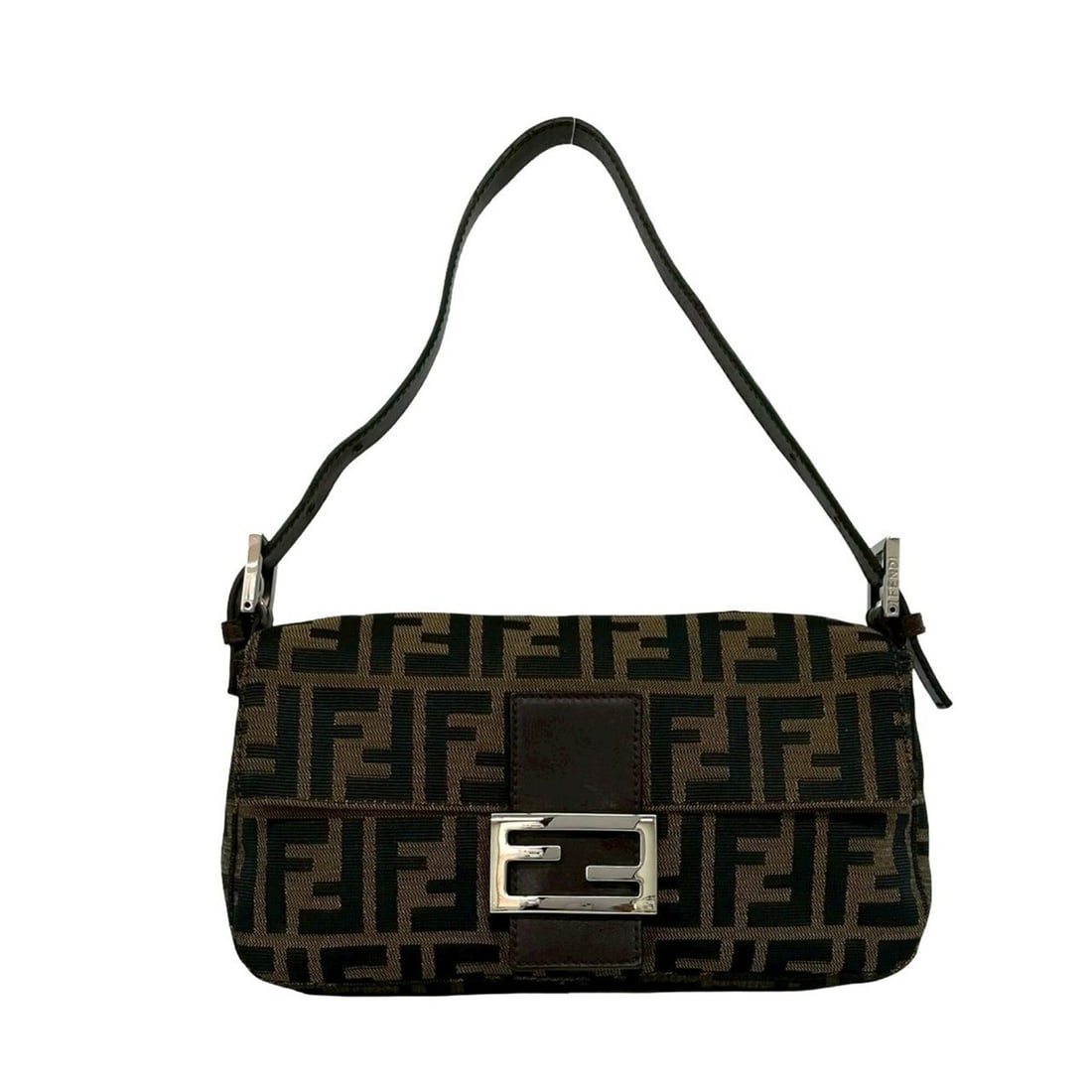 FENDI Mamma Bucket Zucca FF Logo Pattern Canvas Leather Handbag Semi Shoulder Bag Brown 22909 (1 of 10)
