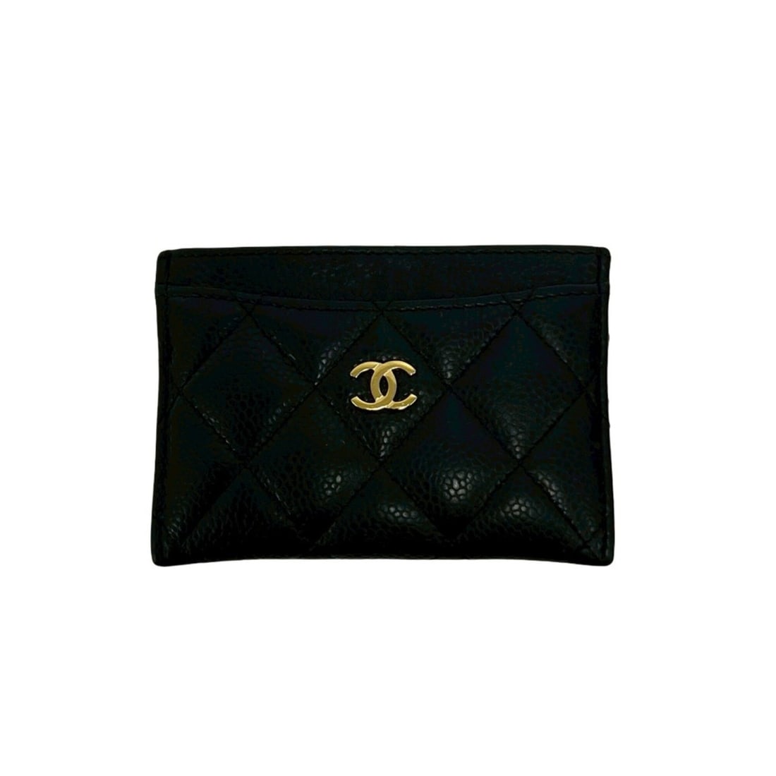 CHANEL Matelassé Coco Mark Caviar Leather Business Card Holder/Card Case/Pass Case, Black, 38791: --- Catalog ---Category: DesignType: Card caseColor: BlackGender: WomenMaterial: Grained Calfskin Category: GeneralBrand: ChanelCategory: Physical PropertiesSize (HxWxD): 8cm x 11cm / 3.14'' x 4.33''-