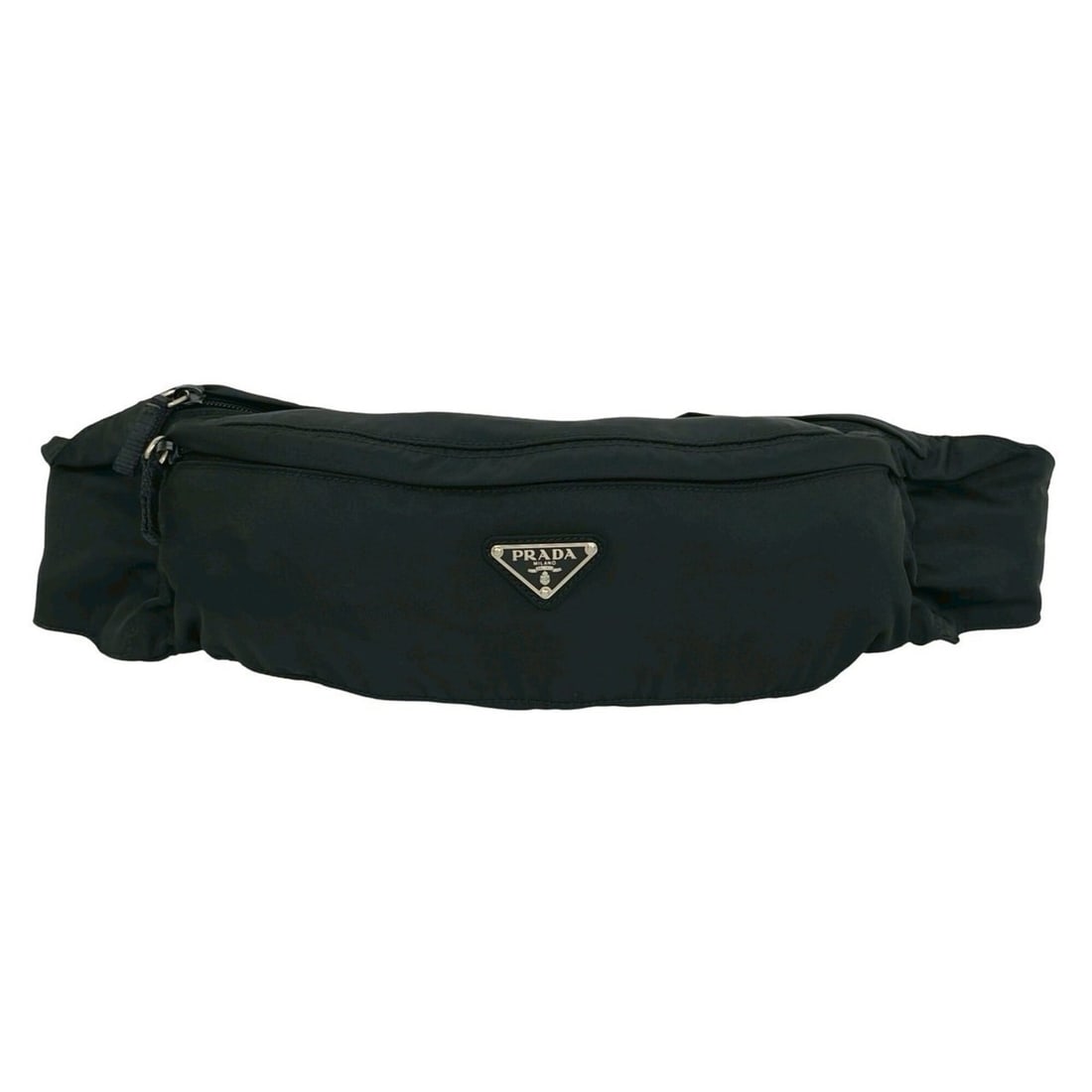 PRADA Prada Triangle Logo Plate Hardware Tessuto Nylon Body Bag Waist Pouch Mini Shoulder Black: --- Catalog ---Category: SizeSize (HxWxD): 9.5cm x 30cm x 11cm / 3.74'' x 11.81'' x 4.33''Category: DesignType: Pouch, Shoulder bag, Sling bagColor: BlackGender: WomenMaterial: Nylon Category: General