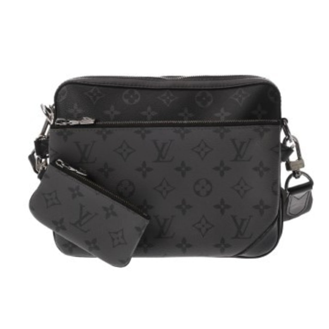 LOUIS VUITTON Louis Vuitton Monogram Eclipse Trio Messenger Black Gray M69443 Men's Canvas Shoulder (1 of 11)