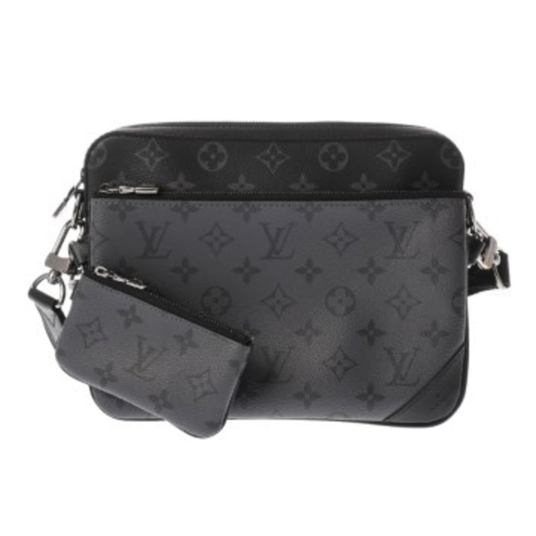LOUIS VUITTON Louis Vuitton Monogram Eclipse Trio Messenger Black Gray M69443 Men's Canvas Shoulder (1 of 11)