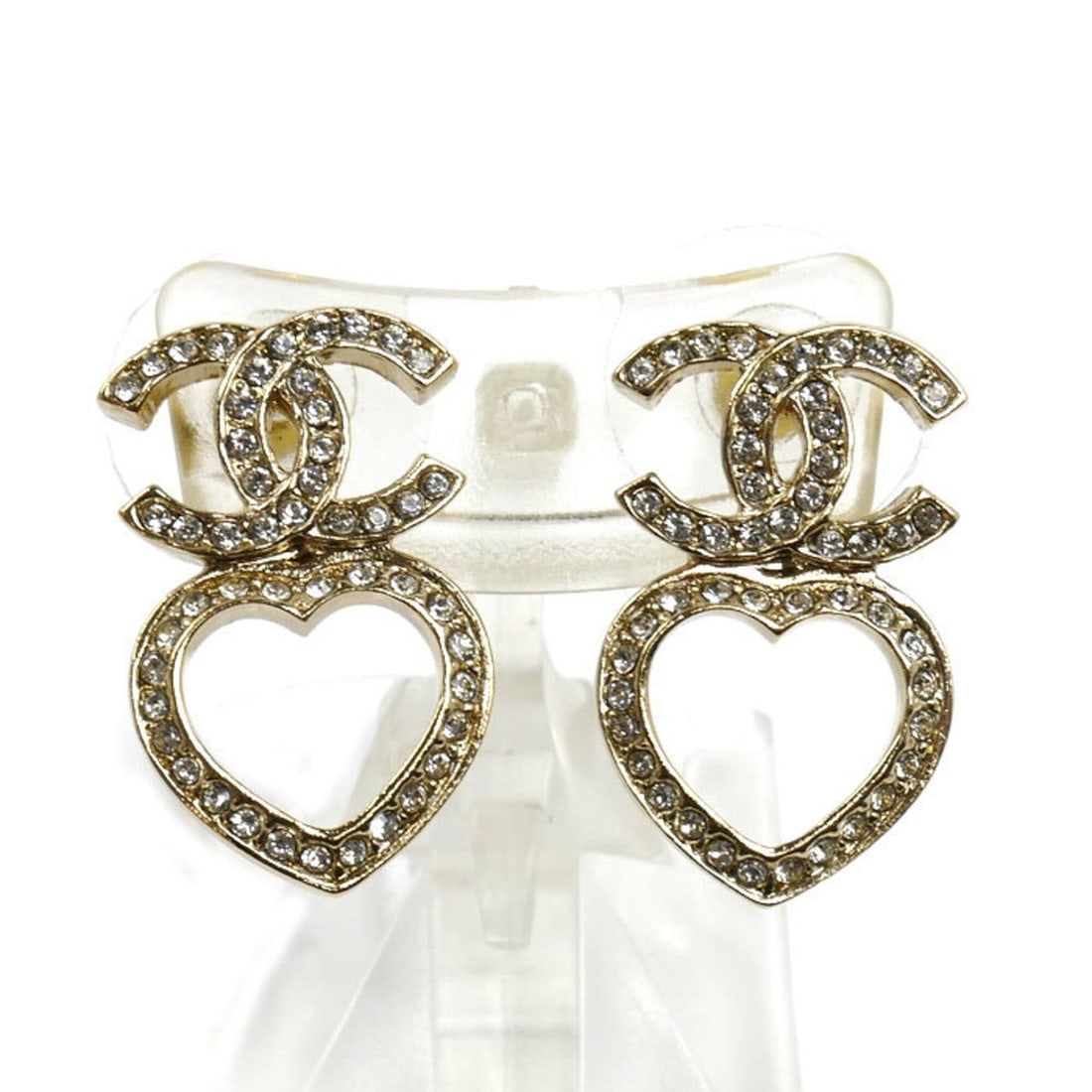 CHANEL GP Coco Mark Heart Earrings ABB665 4.6g Women's (1 of 5)