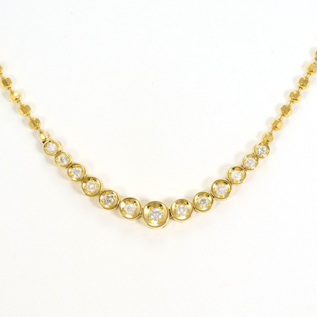 18K (18-karat) Yellow Gold Necklace with 0.54ct Diamond, Total Weight 12.5g, 44cm Length, Jewelry (1 of 7)