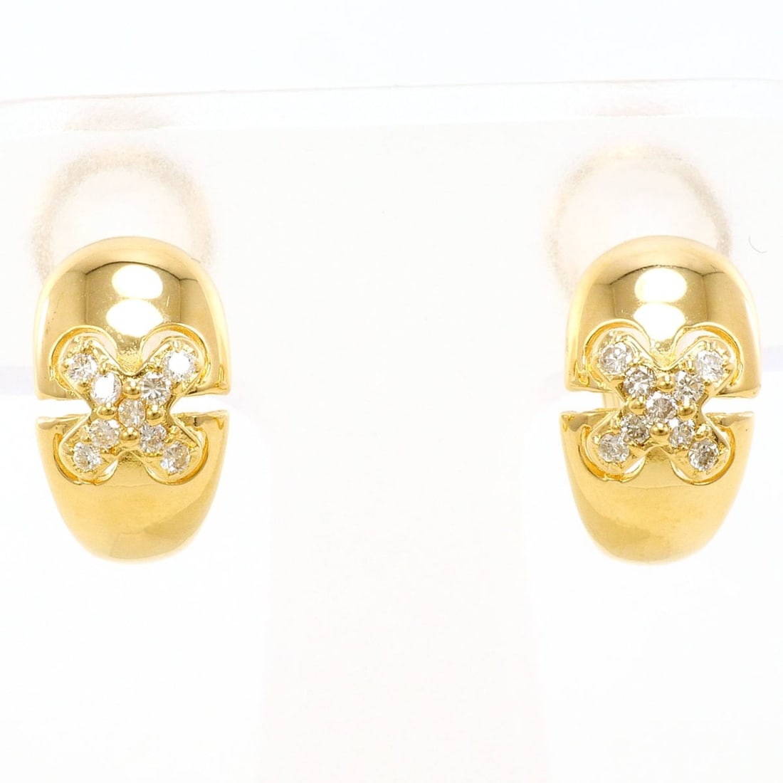 18K (18-karat) Yellow Gold Earrings with 0.09ct Diamonds, Total Weight 3.6g, Jewelry: --- Catalog ---Category: SizeWeight: 3.6g / 0.12oz.Category: DesignType: Clip earringsColor: Yellow goldMetal: GoldStone: DiamondGender: WomenMaterial: Yellow gold (18K)Metal Purity: 18KWeight (ct.): 
