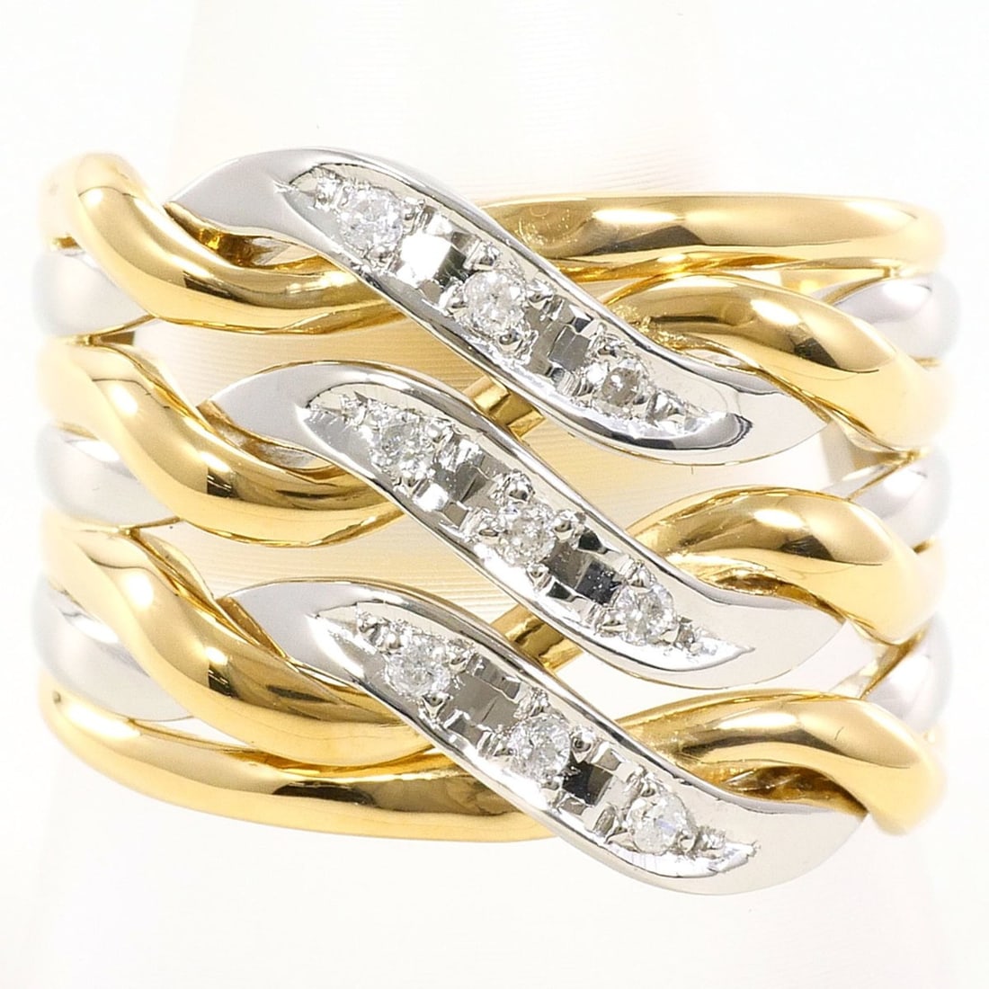 PT900 Platinum 18K Yellow Gold Ring with 0.09ct Diamond, Total Weight 11.6g, Jewelry (1 of 8)