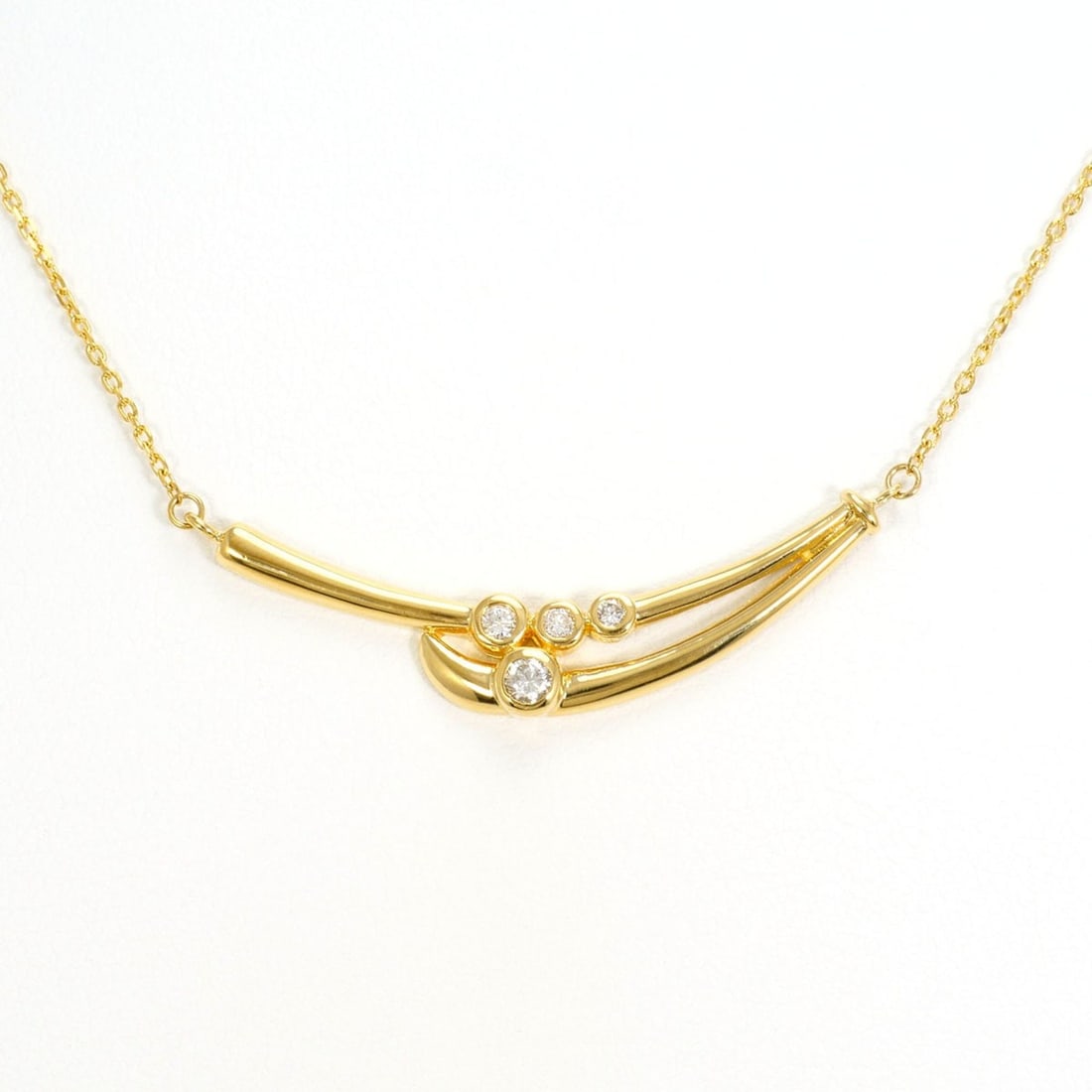 18K (18-karat) Yellow Gold Necklace with 0.18ct Diamond, Total Weight 4.1g, 37cm, Jewelry (1 of 8)