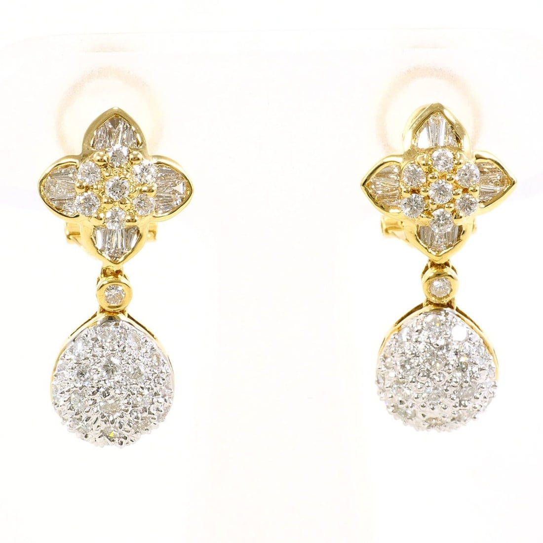 18K (18-karat) Yellow Gold (YG) Earrings with 1.00ct Diamonds, Total Weight 6.9g, Jewelry: --- Catalog ---Category: SizeWeight: 6.9g / 0.24oz.Category: DesignType: Stud earringsColor: White gold, Yellow goldMetal: Gold, White GoldStone: DiamondGender: WomenMaterial: White gold (18K), Yellow