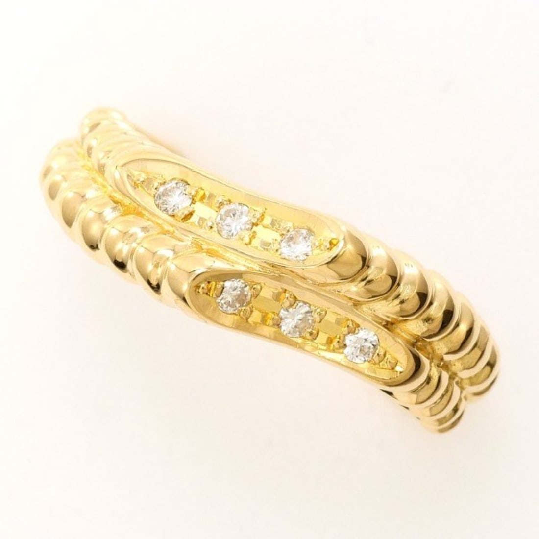 18K (18-karat) Yellow Gold Ring with 0.08g Diamond, Total Weight Approx. 3.1g, Jewelry: --- Catalog ---Category: SizeWidth: 5mm / 0.2''Weight: 3.1g / 0.1oz.JP Size: 12US Size: 6.5Category: DesignType: Band ringColor: Yellow goldMetal: GoldStone: DiamondGender: WomenMaterial: Yellow gold 