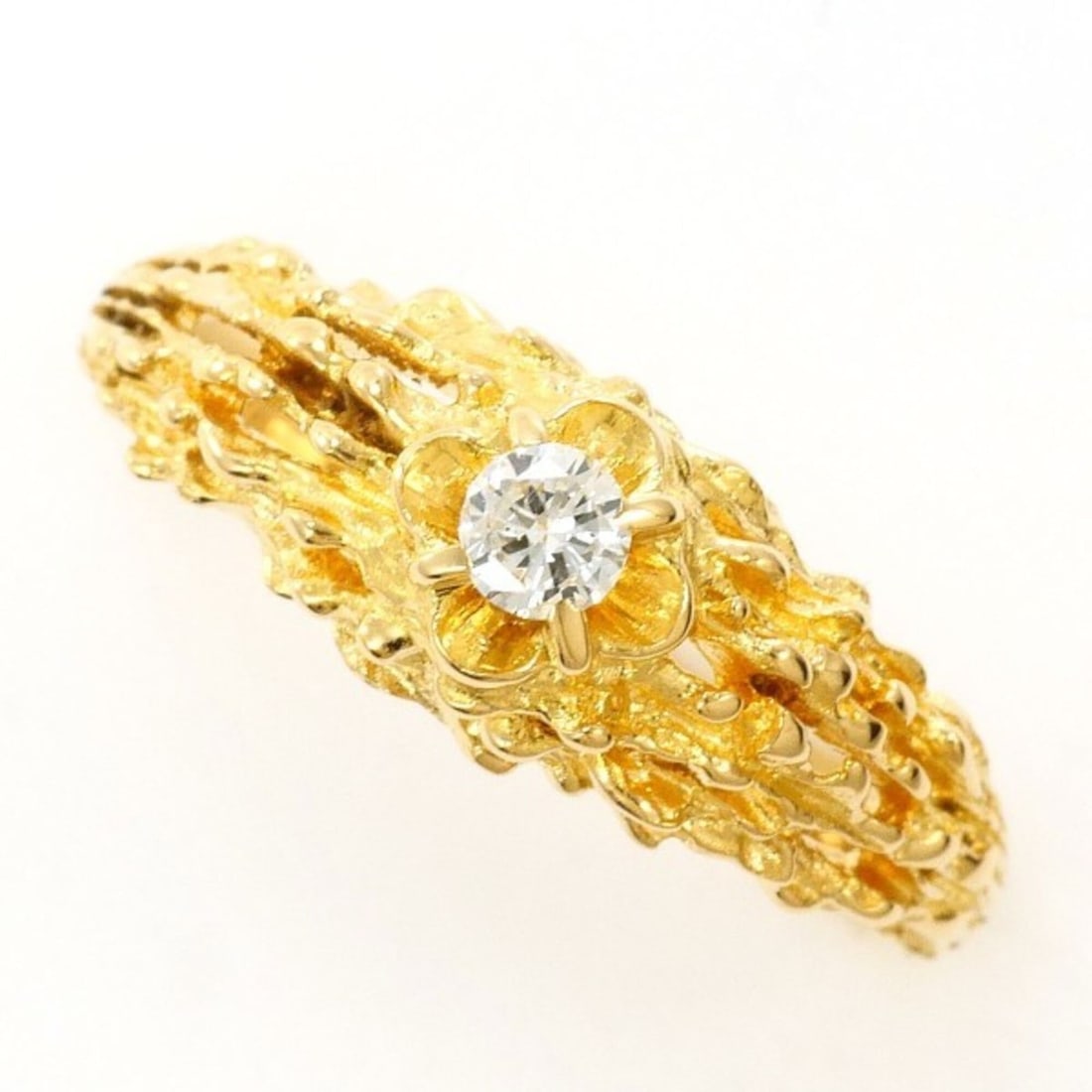 18K (18-karat) Yellow Gold Ring with Diamond, Total Weight Approx. 2.9g, Jewelry: --- Catalog ---Category: SizeWidth: 7mm / 0.28''Weight: 2.9g / 0.1oz.JP Size: 11.5US Size: 6Category: DesignType: Band ringColor: Yellow goldMetal: GoldStone: DiamondGender: WomenMaterial: Yellow gold