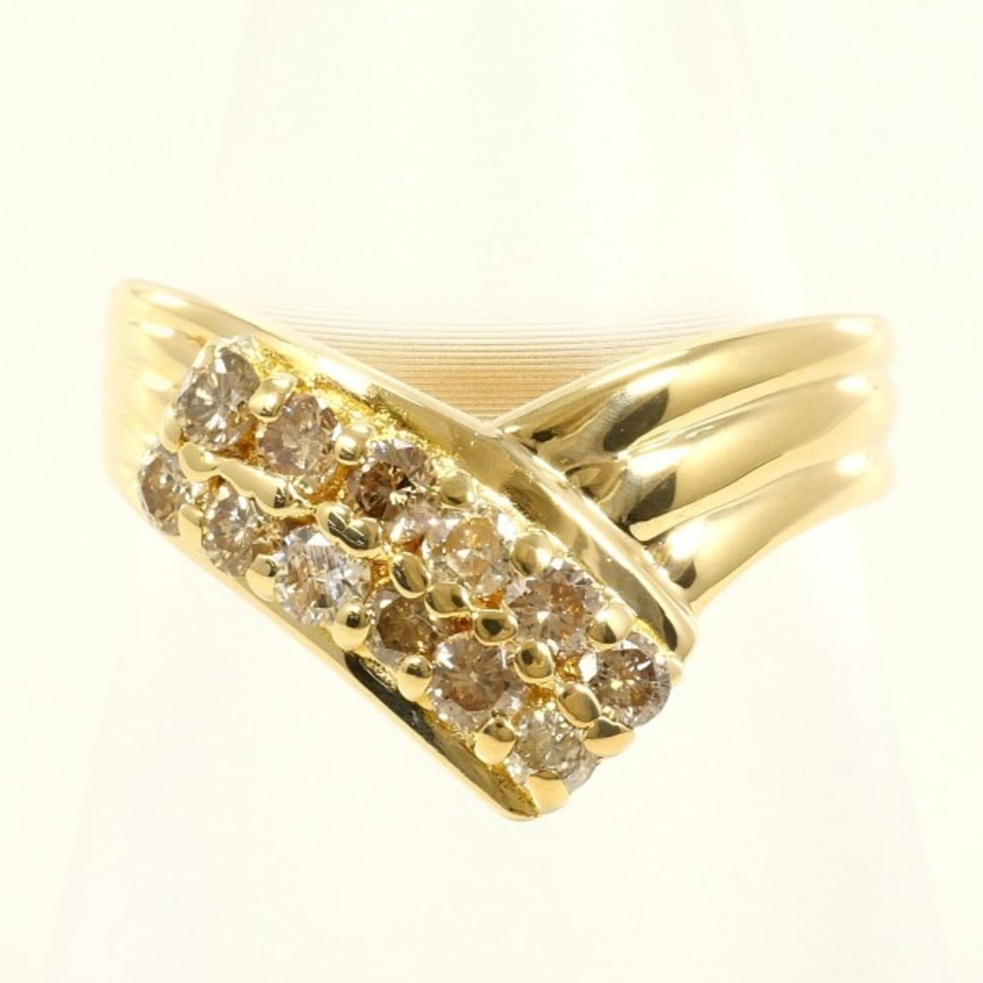 18K (18-karat) Yellow Gold Ring with Brown Diamond (0.50 carat), Total Weight Approx. 2.5g, Jewelry (1 of 8)