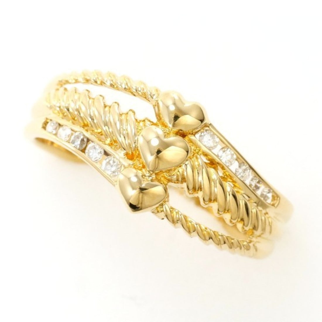 18K (18-karat) Yellow Gold Ring with 0.09g Diamond, Total Weight Approx. 2.6g, Jewelry: --- Catalog ---Category: SizeWidth: 8mm / 0.31''Weight: 2.6g / 0.09oz.JP Size: 13US Size: 6.5Category: DesignType: Band ringColor: Yellow goldMetal: GoldStone: DiamondGender: WomenMaterial: Yellow gol