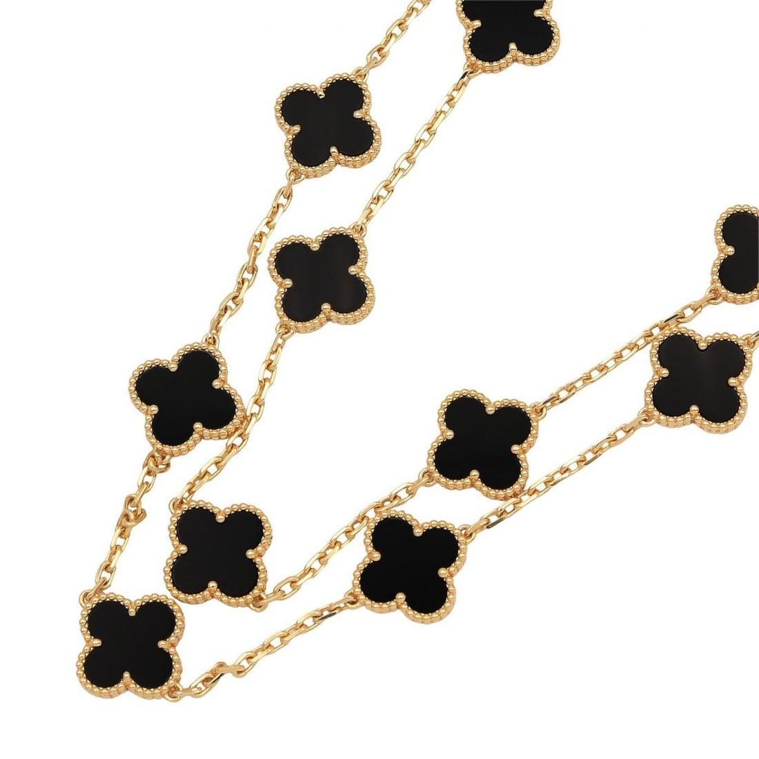 Van Cleef & Arpels Vintage Alhambra Necklace, 20 Onyx Stones, 18K Yellow Gold, Onyx, Women's, (1 of 6)