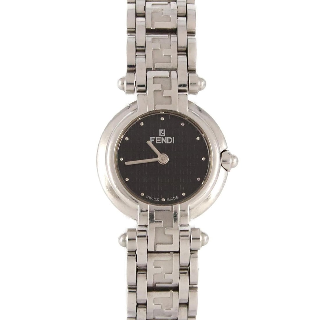 Fendi 750L SS Quartz Watch: --- Catalog ---Category: SizeWrist Size: 16cm / 6.29''Case Diameter: 24mm / 0.94''Category: DesignType: WristwatchGender: WomenColor (Dial): BlackMaterial (Band): Stainless steelMaterial (Case): Stain