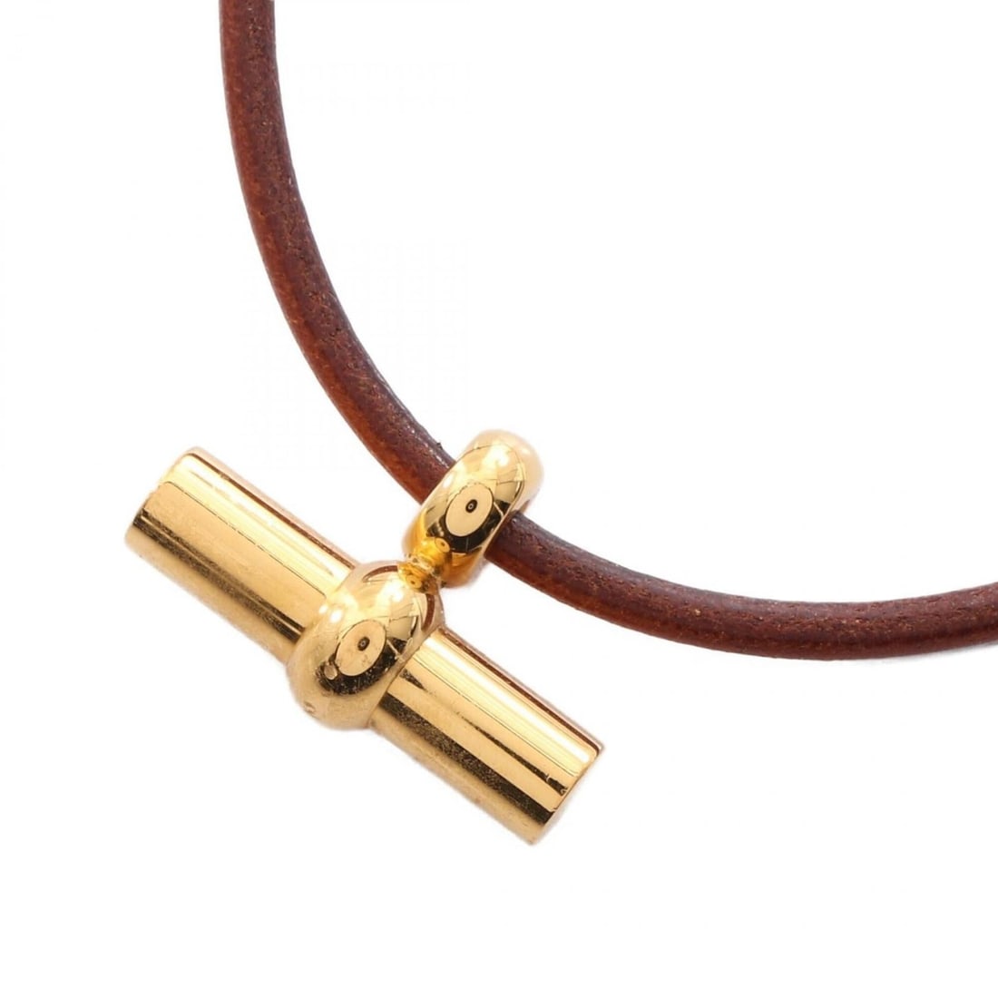 Hermes Glenan Choker Accessory, Gold Plated Leather, Women's, Brown/Gold Tone: --- Catalog ---Category: SizePendant Size: 20mm x 30mm / 0.78'' x 1.18''Neck Circumference: 46 cm / 18.11''Category: DesignColor: Brown, GoldGender: WomenMaterial: Gold plating, LeatherNecklace Type: 