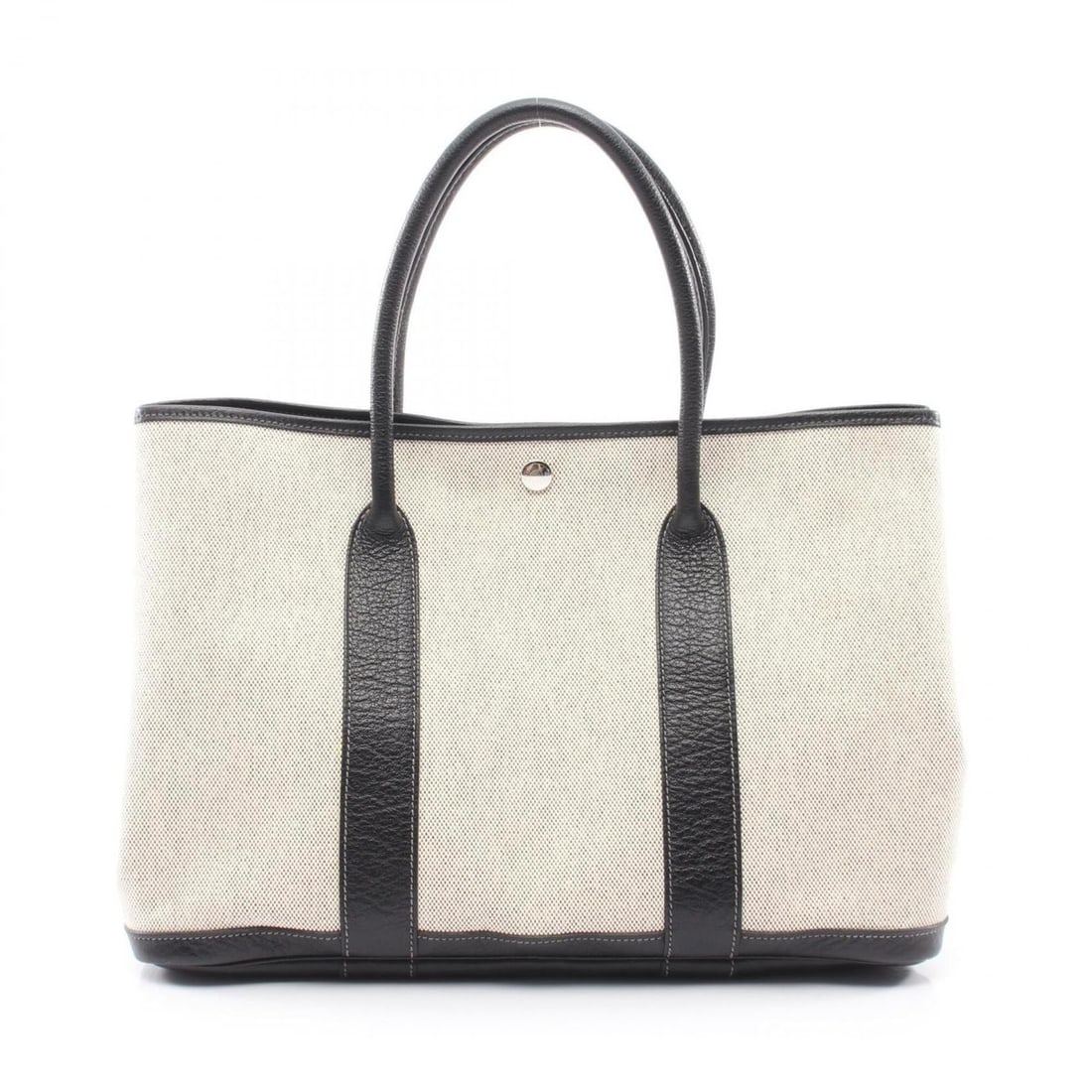 Hermes Garden Party PM Ecru Tote Bag Handbag Toile H Buffle Women's Ivory/Black: --- Catalog ---Category: SizeSize (HxWxD): 25cm x 36cm x 17cm / 9.84'' x 14.17'' x 6.69''Category: DesignType: Handbag, Tote bagColor: Black, IvoryGender: WomenMaterial: Toile H , Buffalo leather Cate