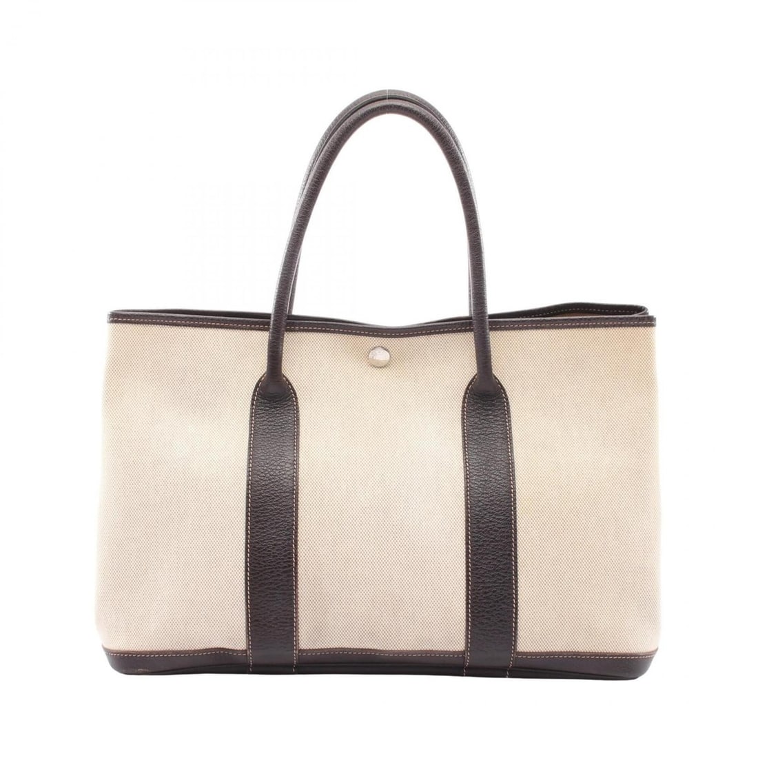 Hermes Garden Party PM Ecru Ebene Tote Bag Handbag Toile H Buffle Women's Ivory Brown: --- Catalog ---Category: SizeSize (HxWxD): 25cm x 36cm x 17cm / 9.84'' x 14.17'' x 6.69''Category: DesignType: Handbag, Tote bagColor: Brown, IvoryGender: WomenMaterial: Toile H , Buffalo leather Cate