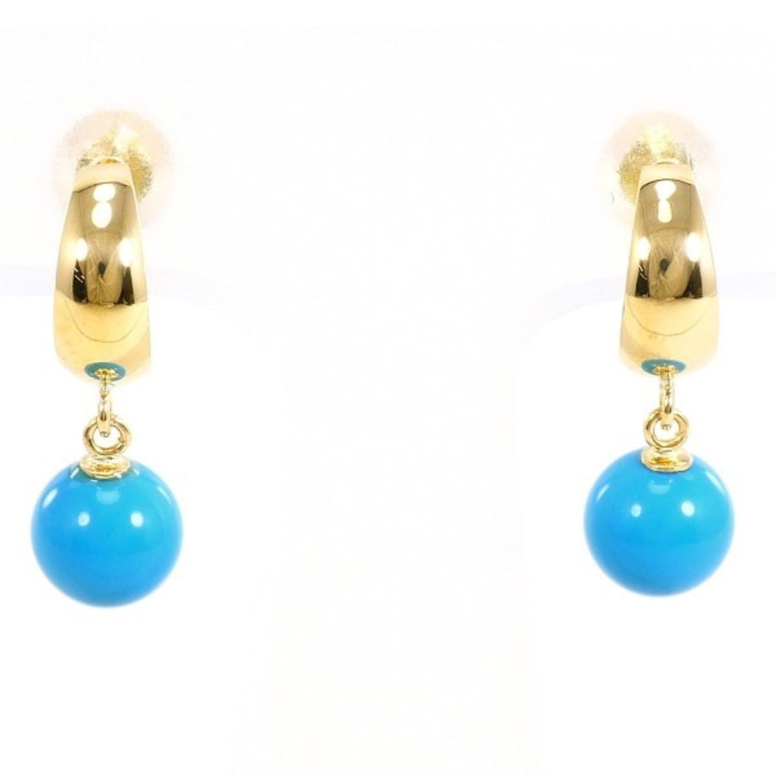 18K (18-karat) Yellow Gold (YG) Earrings with Turquoise, Total Weight Approx. 0.9g, Jewelry: --- Catalog ---Category: SizeWeight: 0.9g / 0.03oz.Category: DesignType: Stud earringsColor: Yellow goldMetal: GoldStone: TurquoiseGender: WomenMaterial: Yellow gold (18K)Metal Purity: 18KCategory: Ge
