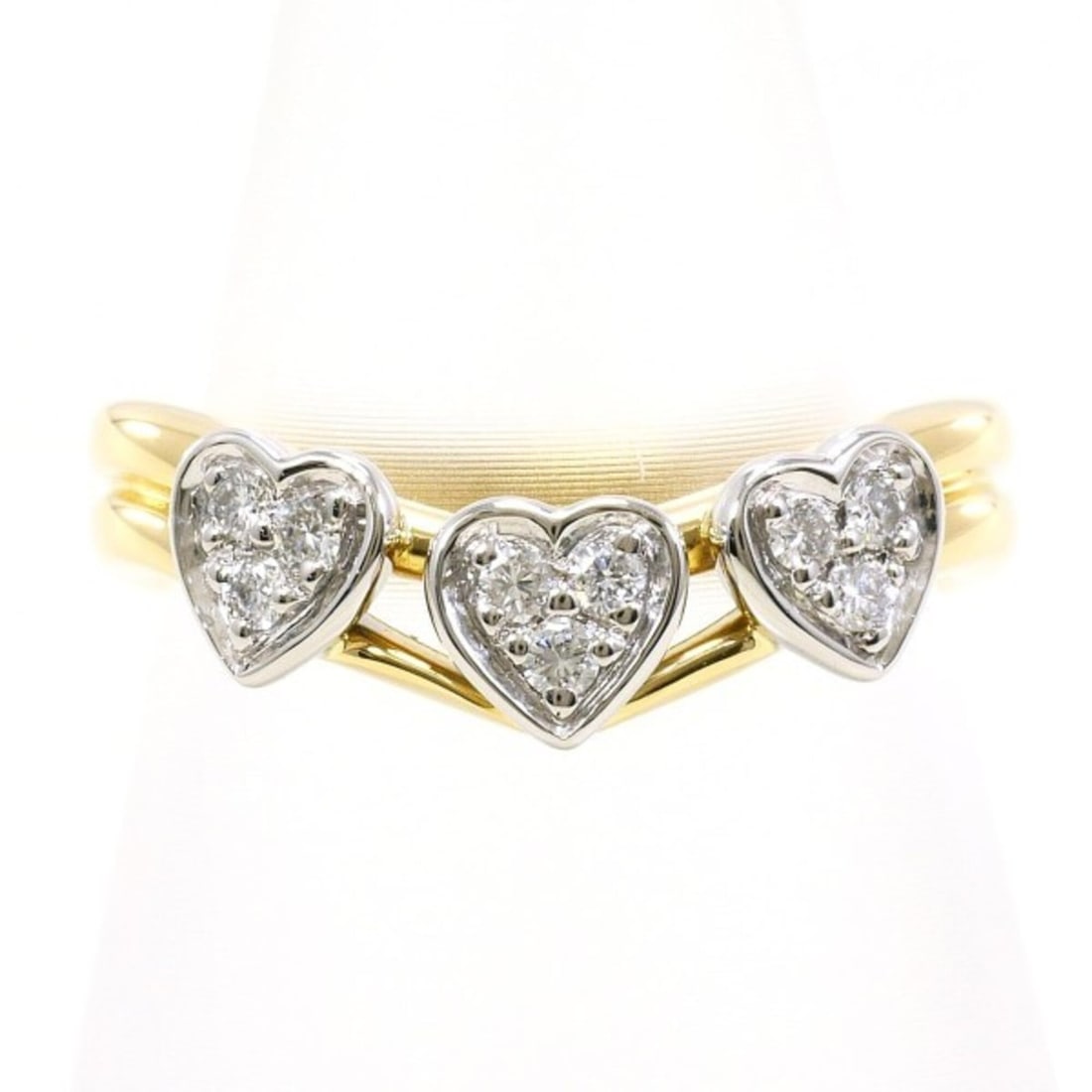PT900 Platinum 18K Yellow Gold Ring with 0.14 Carat Diamond, Total Weight Approx. 4.4g, Jewelry: --- Catalog ---Category: SizeWidth: 6mm / 0.24''Weight: 4.4g / 0.15oz.JP Size: 9US Size: 5Category: DesignType: Band ringColor: Platinum, Yellow goldMetal: Gold, PlatinumStone: DiamondGender: WomenMat