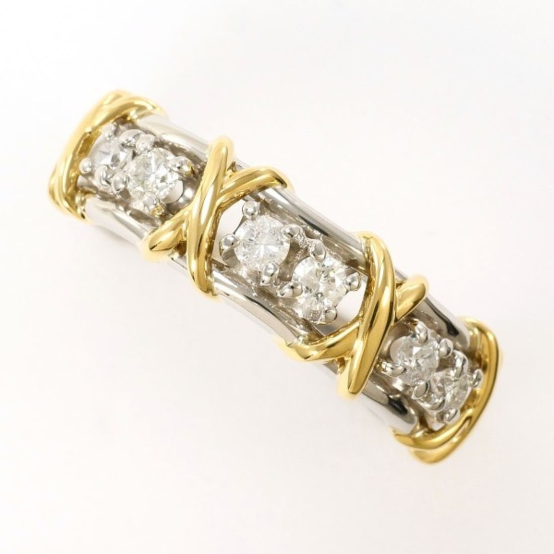 PT900 Platinum 18K Yellow Gold Ring with 0.30 Carat Diamond, Total Weight Approx. 5.9g, Jewelry (1 of 9)