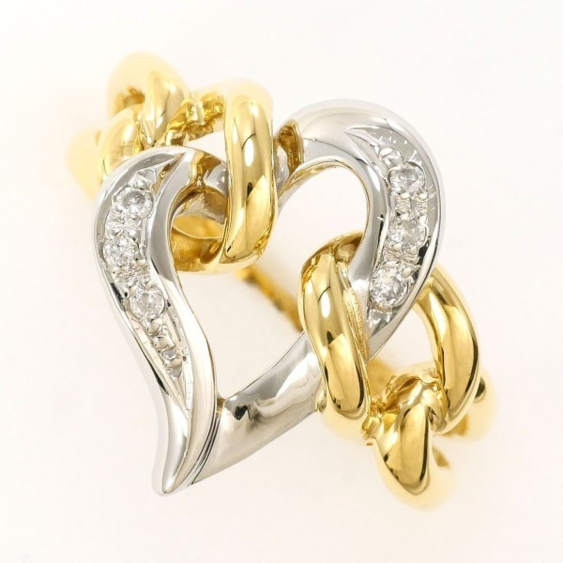 PT900 Platinum 18K Yellow Gold Ring with 0.06ct Diamond, Total Weight Approx. 4.9g, Jewelry: --- Catalog ---Category: SizeWidth: 17mm / 0.67''Weight: 4.9g / 0.17oz.JP Size: 12US Size: 6.5Category: DesignType: Band ringColor: Platinum, Yellow goldMetal: Gold, PlatinumStone: DiamondGender: Wome