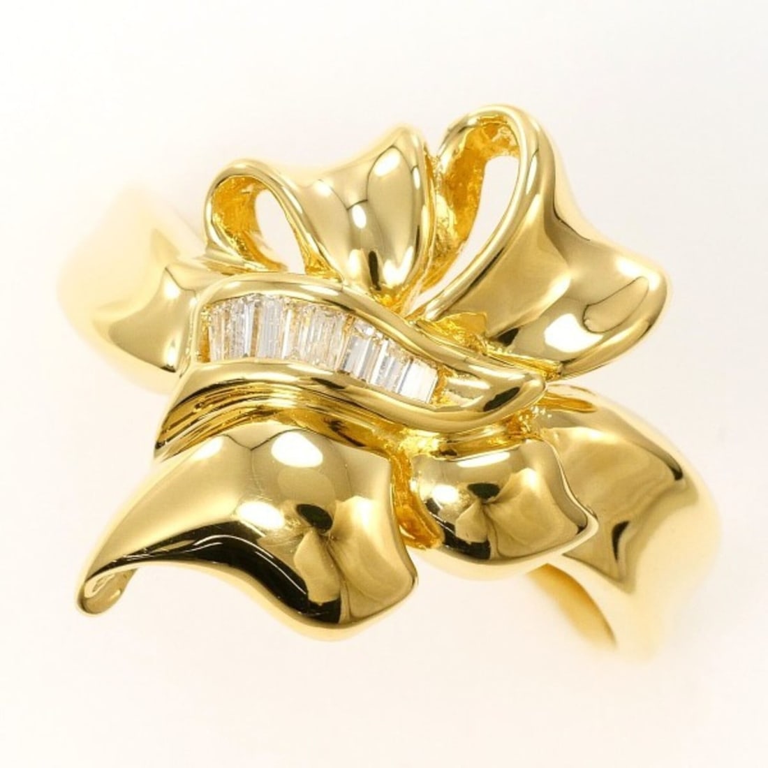 18K (18-karat) Yellow Gold Ring with Diamond, Total Weight Approx. 4.5g, Jewelry (1 of 8)