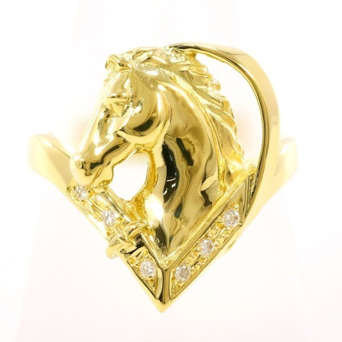 18K (18-karat) Yellow Gold Ring with 0.06mm Diamond, Total Weight Approx. 5.0g, Jewelry: --- Catalog ---Category: SizeWidth: 18mm / 0.71''Weight: 5g / 0.17oz.JP Size: 11US Size: 6Category: DesignType: Band ringColor: Yellow goldMetal: GoldStone: DiamondGender: WomenMaterial: Yellow gold (
