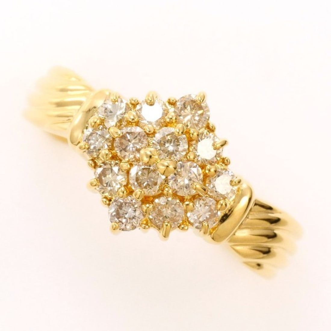 18K (18-karat) Yellow Gold Ring with 0.50ct Diamond, Total Weight Approx. 2.9g, Jewelry: --- Catalog ---Category: SizeWidth: 10mm / 0.39''Weight: 2.9g / 0.1oz.JP Size: 11US Size: 6Category: DesignType: Band ringColor: Yellow goldMetal: GoldStone: DiamondGender: WomenMaterial: Yellow gold 