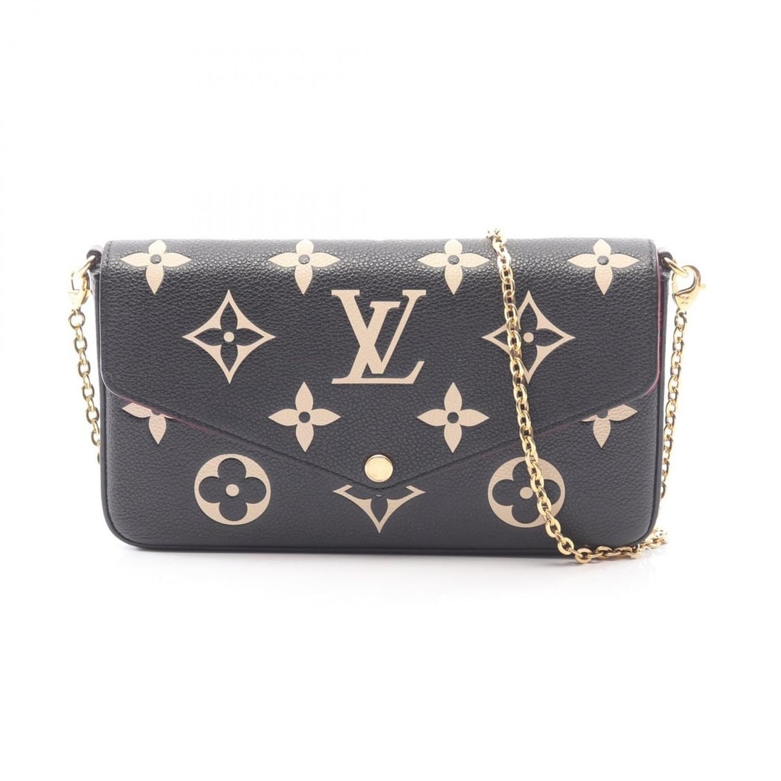Louis Vuitton Pochette Felicie Bicolor Shoulder Bag Handbag Leather Monogram Empreinte Women's: --- Catalog ---Category: SizeSize (HxWxD): 12.5cm x 21cm x 3cm / 4.92'' x 8.26'' x 1.18''Category: DesignType: Handbag, Pochette, Shoulder bagColor: Beige, BlackGender: WomenMaterial: Monogram Emprein