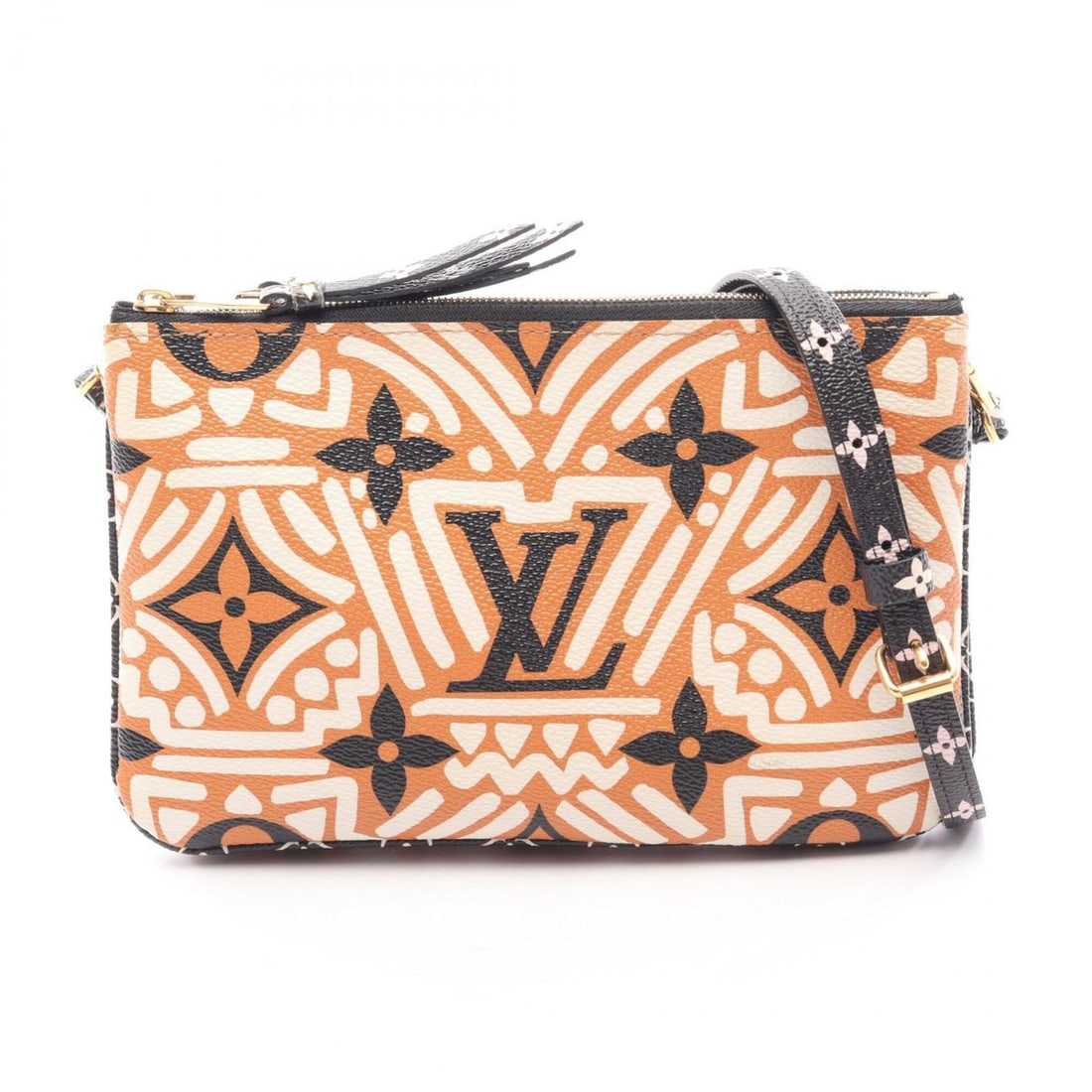 Louis Vuitton Pochette Double Zip LV Crafty Shoulder Bag Handbag Coated Canvas Monogram Giant: --- Catalog ---Category: SizeSize (HxWxD): 13cm x 21cm x 3cm / 5.11'' x 8.26'' x 1.18''Category: DesignType: Handbag, Pochette, Shoulder bagColor: Multi-color, OrangeGender: WomenMaterial: Coated canv