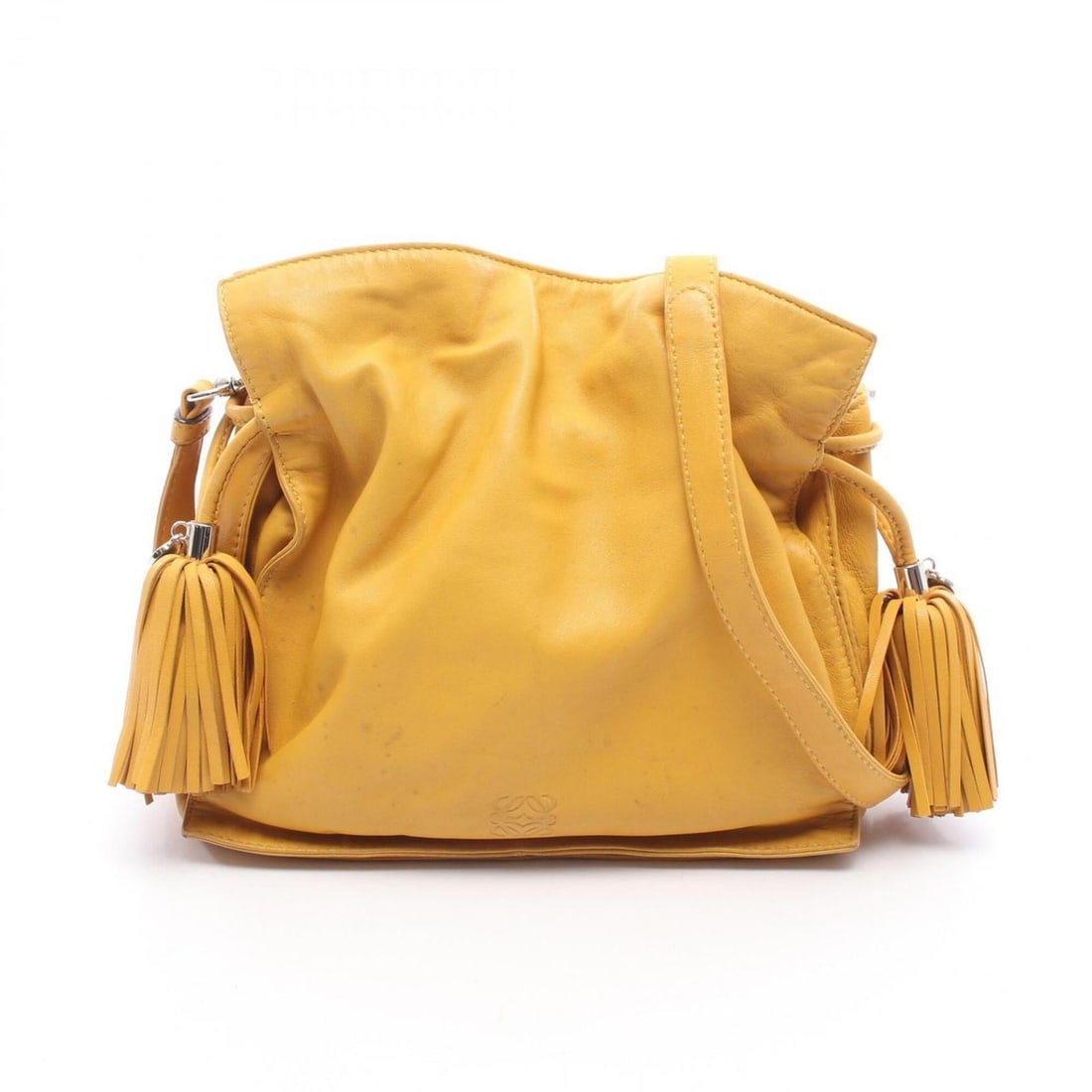 Loewe Flamenco 22 Tassel Shoulder Bag/Handbag, Leather, Women's, Yellow: --- Catalog ---Category: SizeSize (HxWxD): 21cm x 22cm x 9cm / 8.26'' x 8.66'' x 3.54''Category: DesignType: Handbag, Shoulder bagColor: YellowGender: WomenMaterial: Leather Category: GeneralLine: Fla