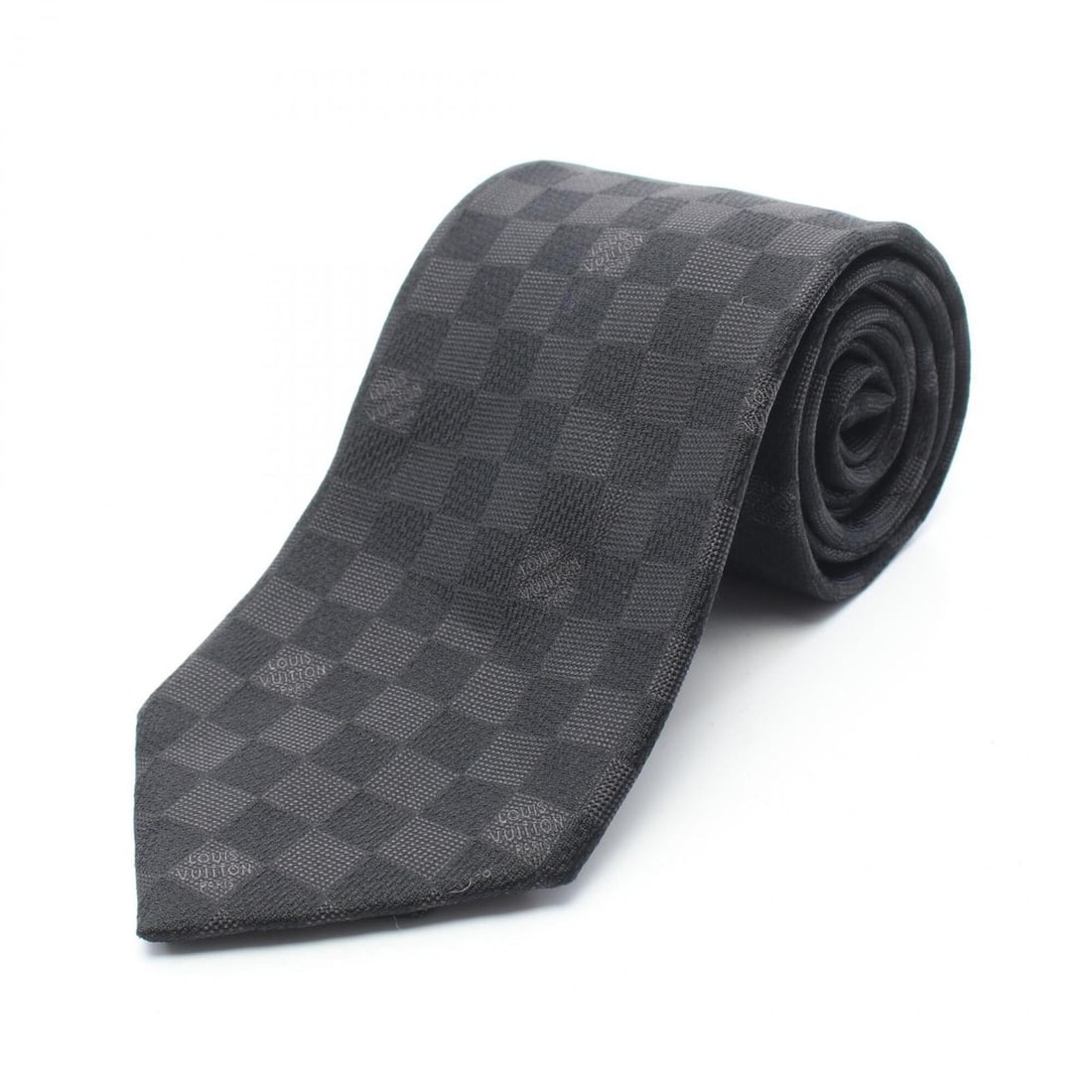 Louis Vuitton Damier Tie, Silk, Men's, Black (1 of 7)
