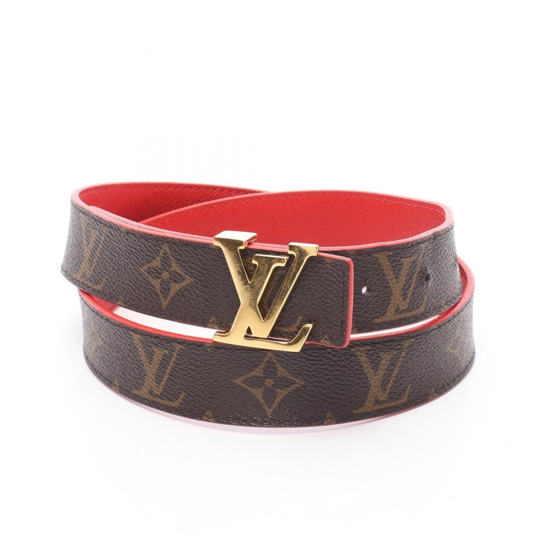 Louis Vuitton LOUIS VUITTON Ceinture Initial Monogram Rouge Gold Hardware Reversible Belt Clothing (1 of 9)
