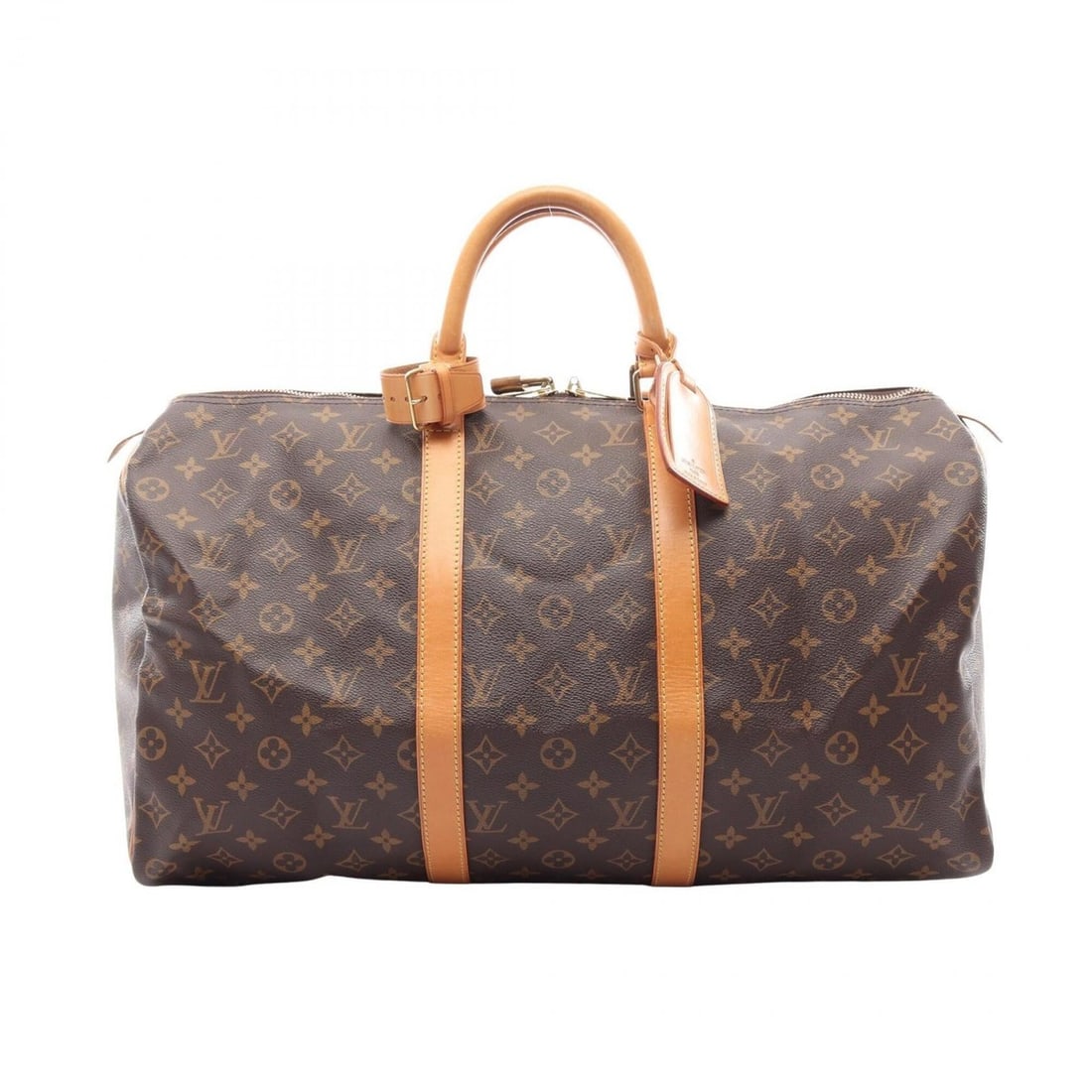 Louis Vuitton Keepall 50 Boston Bag Handbag, Coated Canvas and Leather, Monogram Pattern, Men's: --- Catalog ---Category: SizeSize (HxWxD): 28cm x 51cm x 21.5cm / 11.02'' x 20.07'' x 8.46''Category: DesignType: Boston bag, HandbagColor: BrownGender: Men,WomenMaterial: Coated canvas , PVC , Monogr