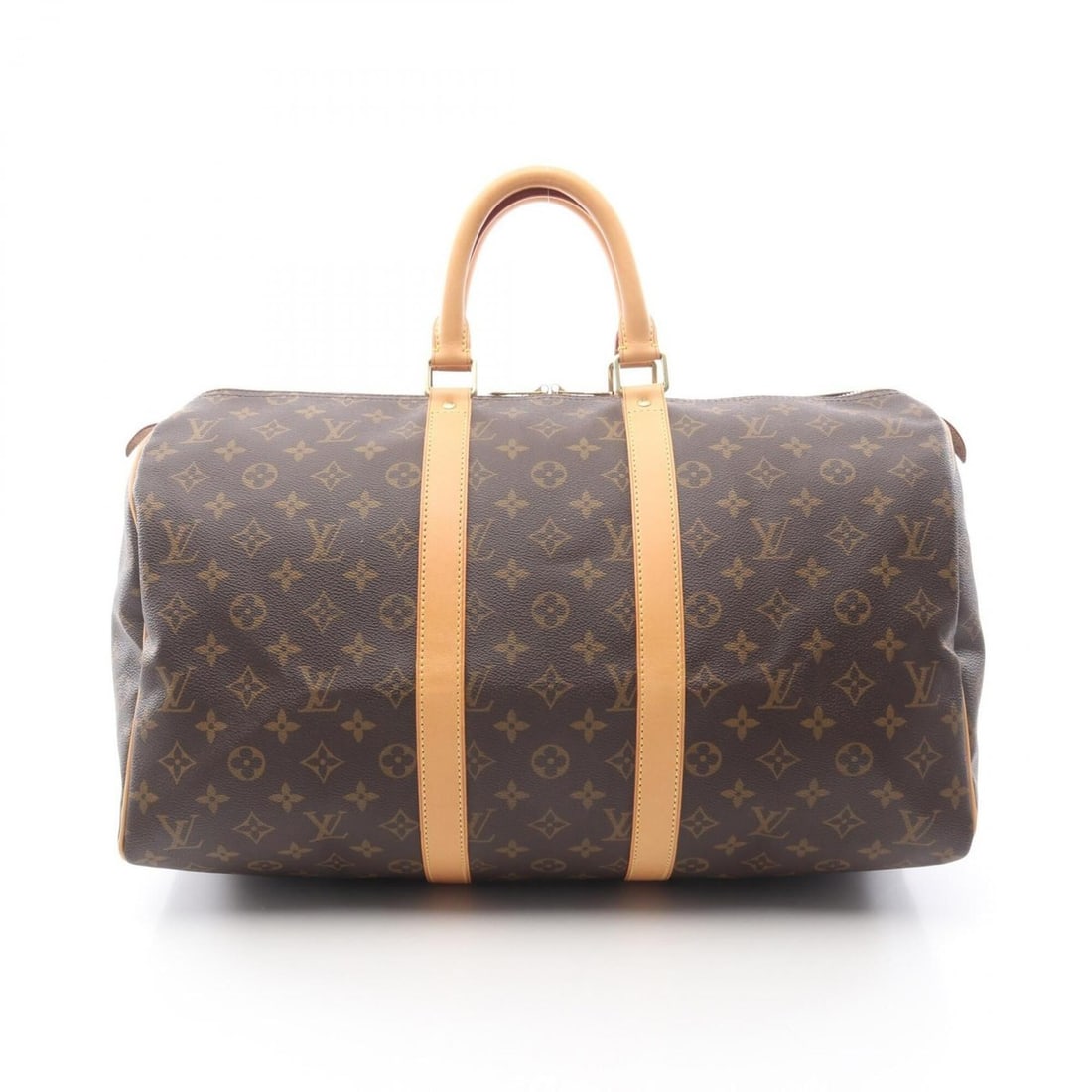 Louis Vuitton Keepall 45 Monogram Boston Bag Handbag, Coated Canvas and Leather, Pattern, Men's: --- Catalog ---Category: SizeSize (HxWxD): 26cm x 46cm x 20cm / 10.23'' x 18.11'' x 7.87''Category: DesignType: Boston bag, HandbagColor: BrownGender: Men,WomenMaterial: Monogram , PVC , Coated canvas