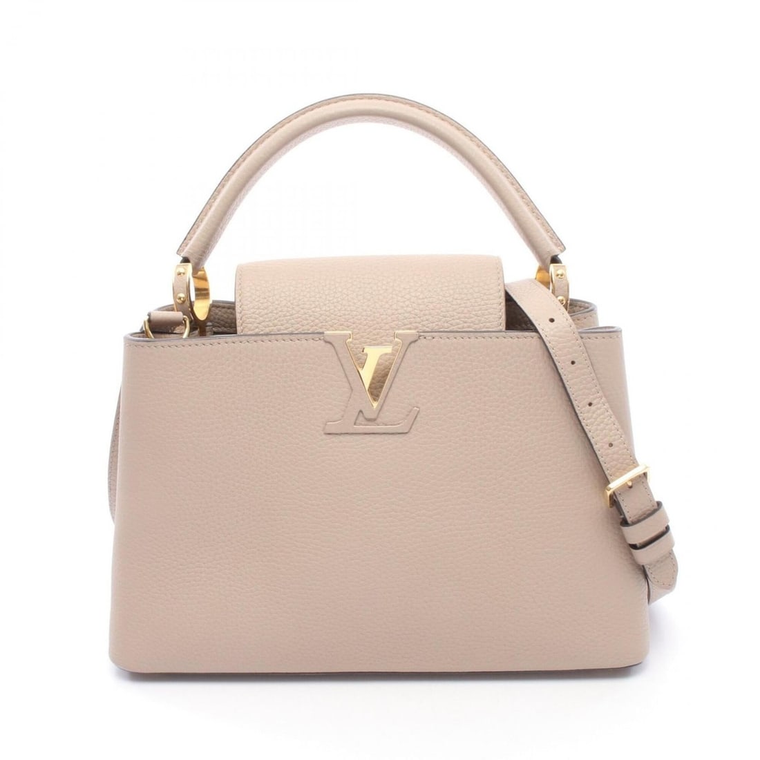 Louis Vuitton Capucines MM Galet Handbag, Leather, Taurillon Women's, Beige, M24745: --- Catalog ---Category: SizeSize (HxWxD): 20cm x 31cm x 11cm / 7.87'' x 12.2'' x 4.33''Category: DesignType: HandbagColor: BeigeGender: WomenMaterial: Leather Leather/Fur Type: Taurillon leatherCateg