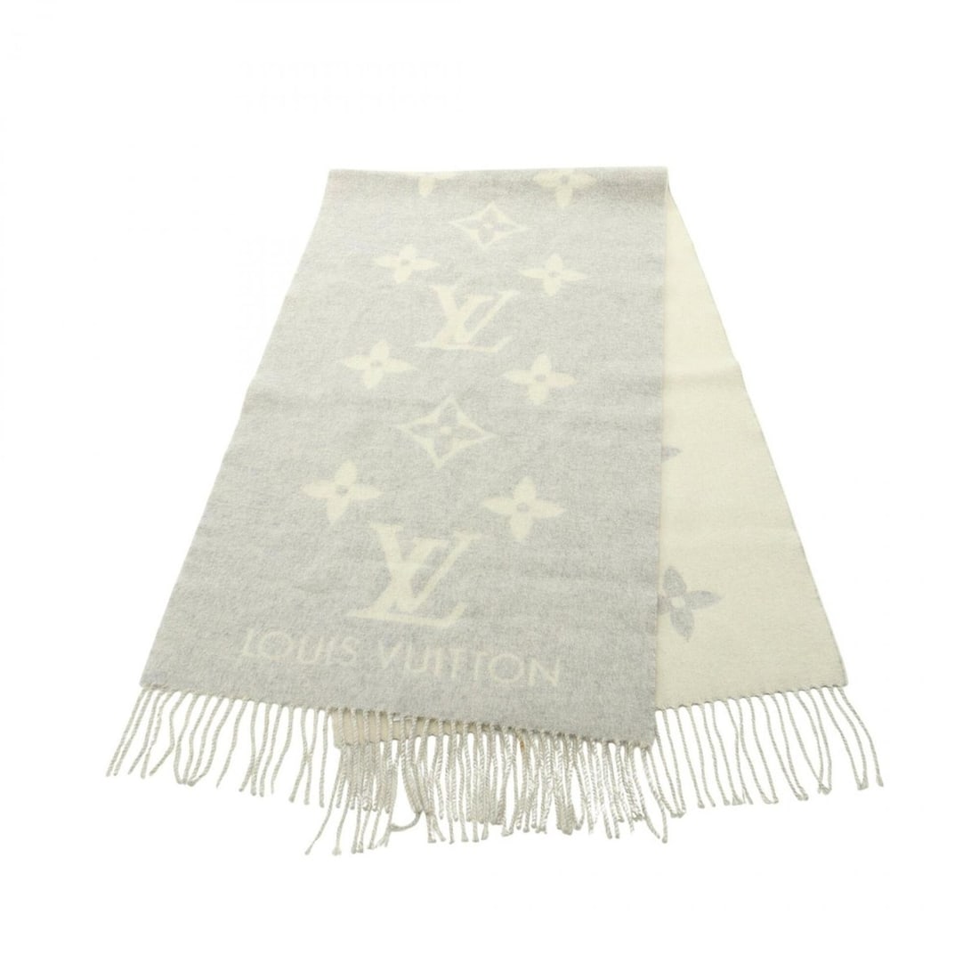 Louis Vuitton Echarpe Reykjavik Scarf, Cashmere, Women's, Gray/Beige, M71126 (1 of 5)