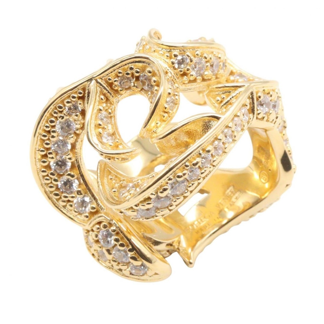 Bottega Veneta CZ Sterling Silver Ring - Women's Ring/Finger 925 Gold Tone: --- Catalog ---Category: SizeJP Size: 9US Size: 4.5Category: DesignType: Band ringColor: GoldGender: WomenMaterial: Silver 925Category: GeneralBrand: Bottega Veneta--- Item List ---Section: ConditionR