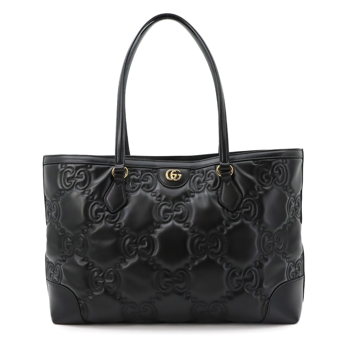 Gucci GG Matelasse Medium Tote Handbag, Leather, Black, 631685: --- Catalog ---Category: SizeSize (HxWxD): 26cm x 44cm x 13cm / 10.23'' x 17.32'' x 5.11''Category: DesignType: Handbag, Tote bagColor: BlackGender: WomenMaterial: Leather Category: GeneralMPN: 631685
