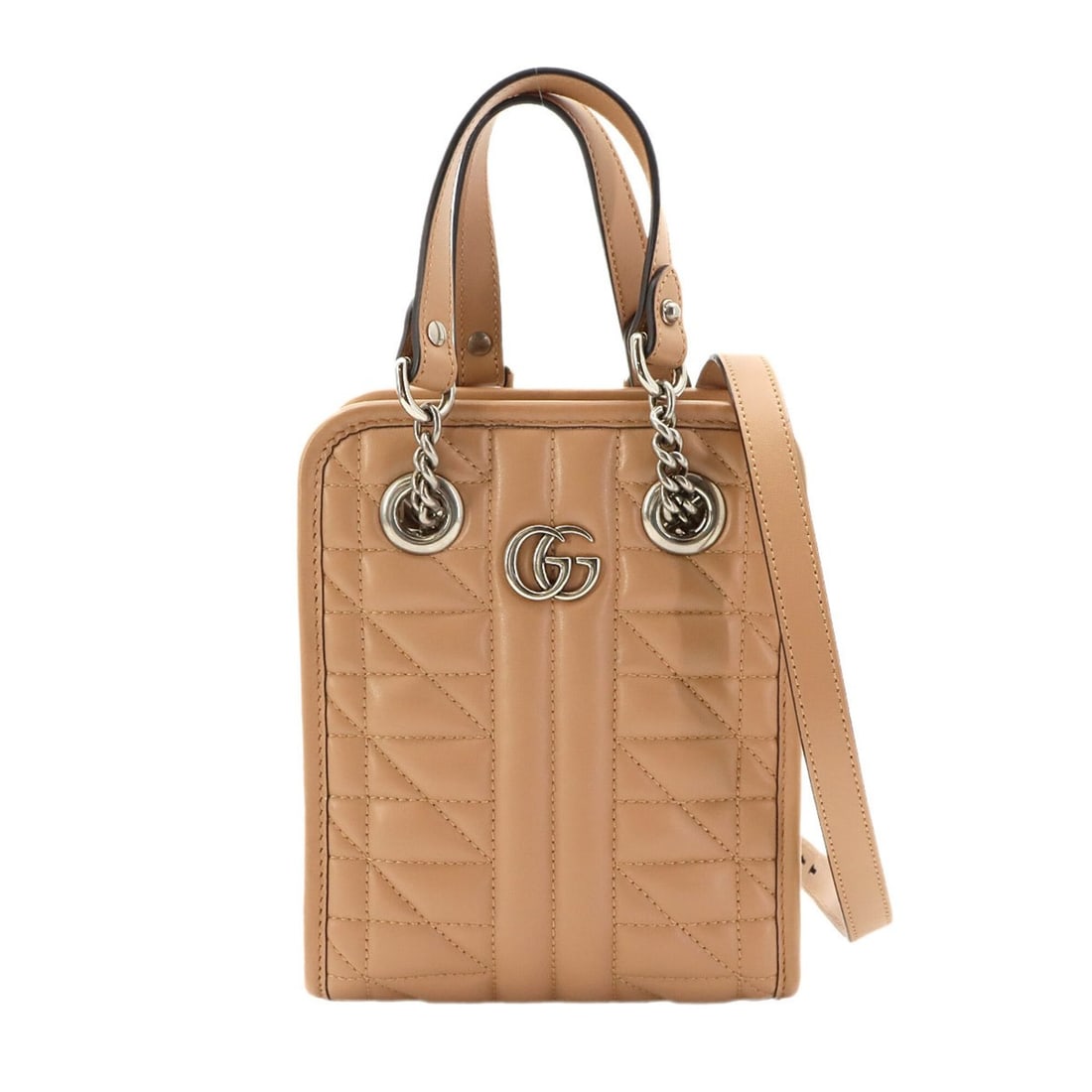 Gucci GG Marmont Quilted Mini 2-Way Handbag/Shoulder Bag, Leather, Beige, 696123 Bag: --- Catalog ---Category: SizeSize (HxWxD): 19cm x 15.5cm x 7cm / 7.48'' x 6.1'' x 2.75''Category: DesignType: HandbagColor: BeigeGender: WomenMaterial: Leather Category: GeneralMPN: 696123Brand: Gucci