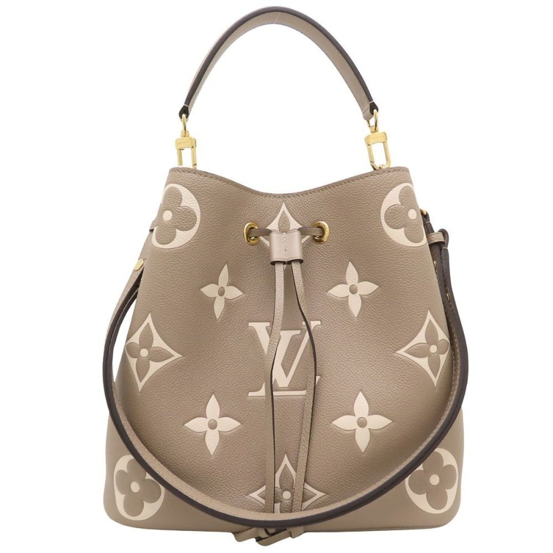 LOUIS VUITTON Louis Vuitton Monogram Empreinte NeoNoe MM Bicolor M45555 Shoulder Bag Tourtrere: --- Catalog ---Category: SizeSize (HxWxD): 25.5cm x 25.5cm x 17cm / 10.03'' x 10.03'' x 6.69''Category: DesignType: Pouch, Shoulder bagColor: TourterelleGender: WomenMaterial: Monogram Empreinte Categ