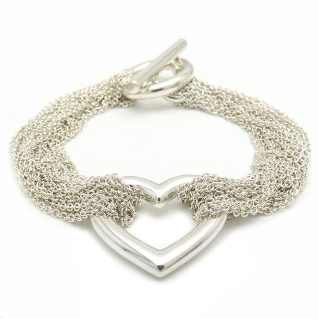 TIFFANY&Co. Tiffany Open Heart Toggle Bracelet, 10-strand chain, SV925, Women's, 295507: --- Catalog ---Category: SizeLength: 18.5cm / 7.28''Category: DesignType: Charm braceletGender: WomenMaterial: Silver 925Category: GeneralMPN: 295507Brand: Tiffany--- Item List ---Section: ConditionRa